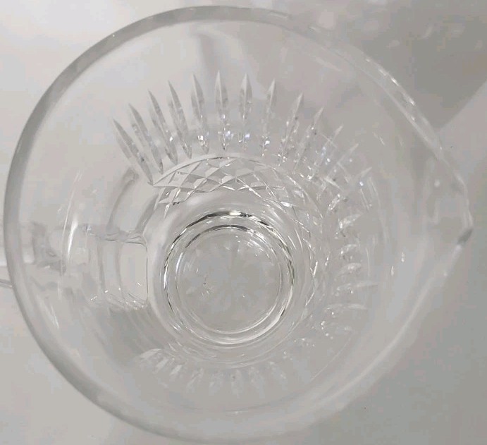 Vtg Waterford Pitcher Cut Crystal Diamond Pattern Applied Handle 7.5″ Tall Read