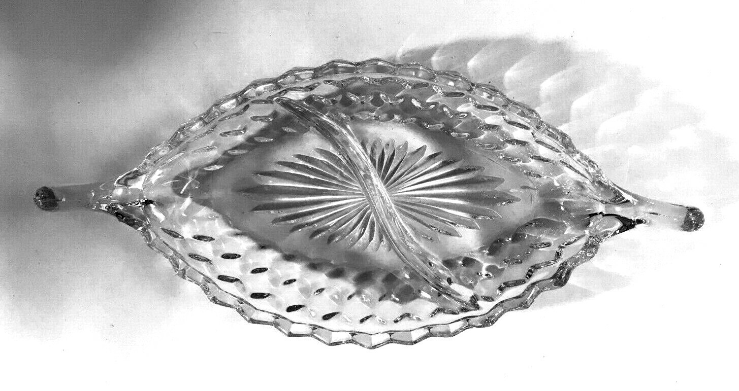 ELEGANT FOSTORIA GLASS, USA: “AMERICAN” OVAL DIVIDED DISH 11-3/4 INCHES LONG