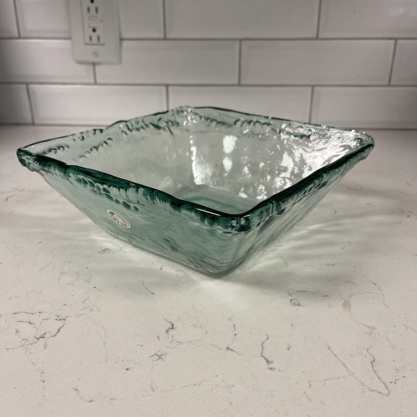 Vitrocolor Square Recycled Glass Bowl Aqua Green Bottle Glassware Home Decor