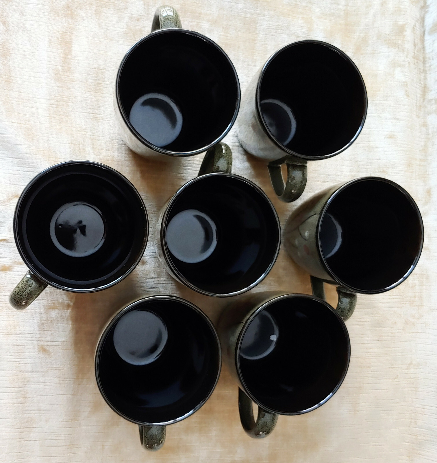 7 Sango CERAMIC MUGS “Blossom Black” 4763 Contemporary Original
