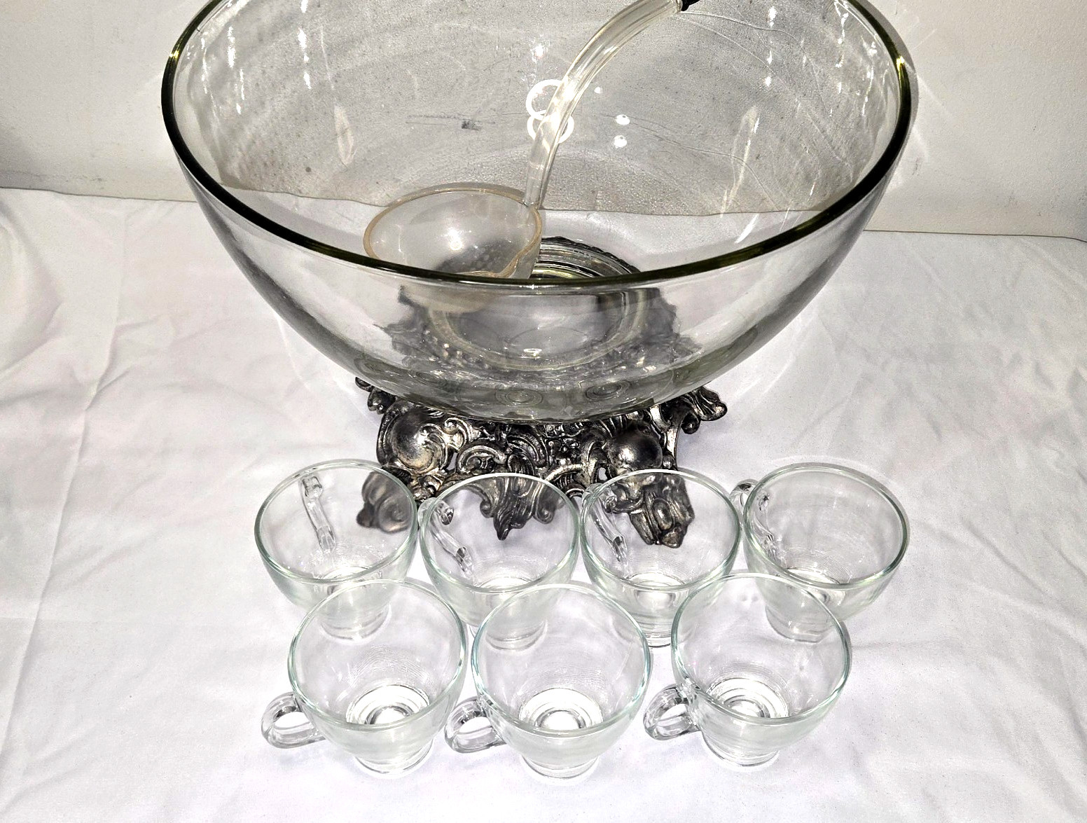 Pitman-Dreitzer 1545 Colony 10 Piece Silver Elegance Punch Bowl Set c1960s USA