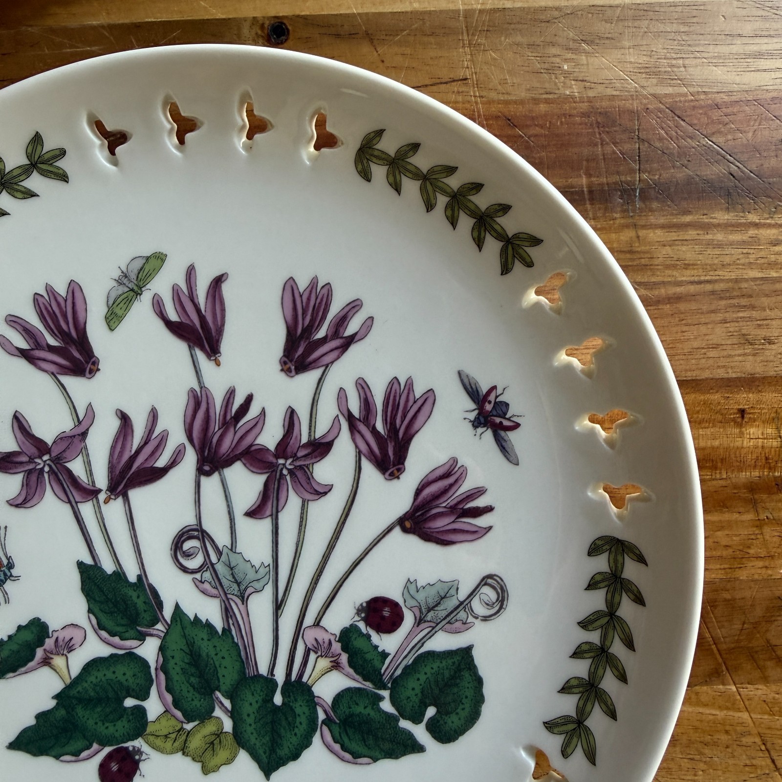 Botanic Garden Portmeirion Pierced Edge Plates 8.5″ Salad/Dessert- Set of 3
