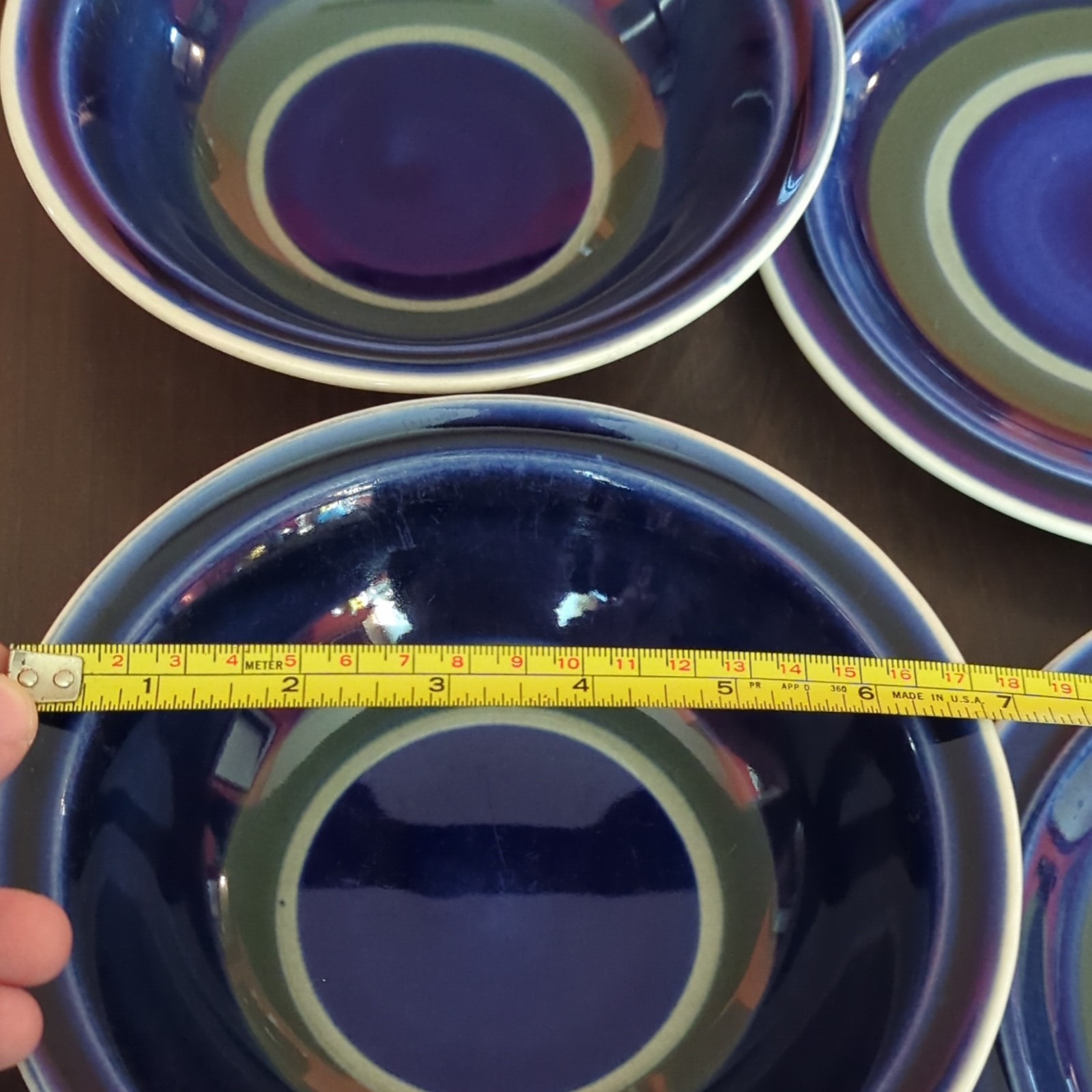 Style House Cobalt Blue Glossy Ceramic Dinner Set Plates Bowls Round Blue Green
