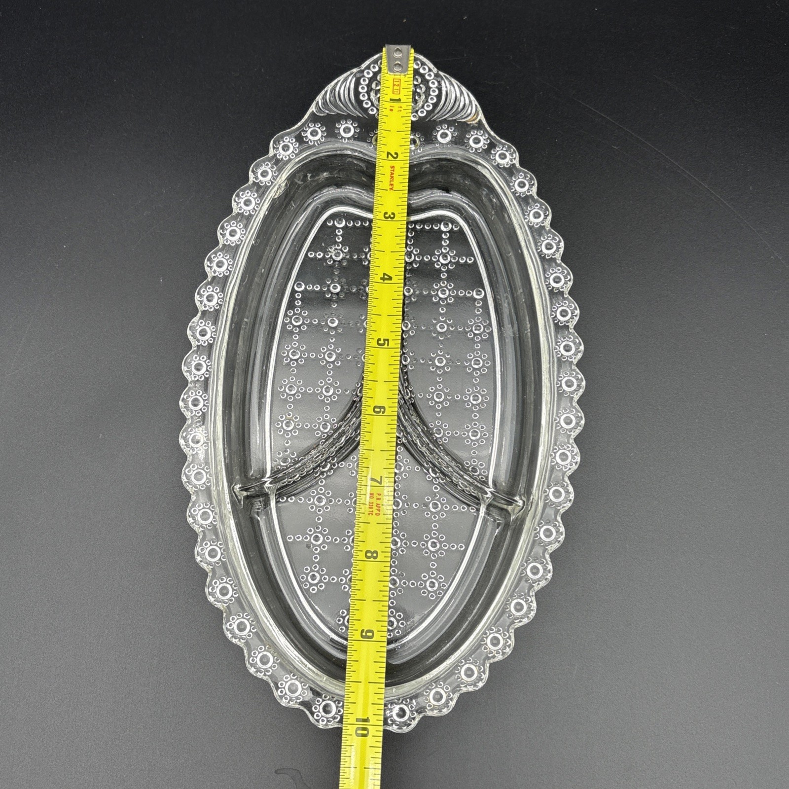 Vintage 1950s Hazel Atlas “Jewel” Clear Glass 3-Section Divided Relish Tray Dish