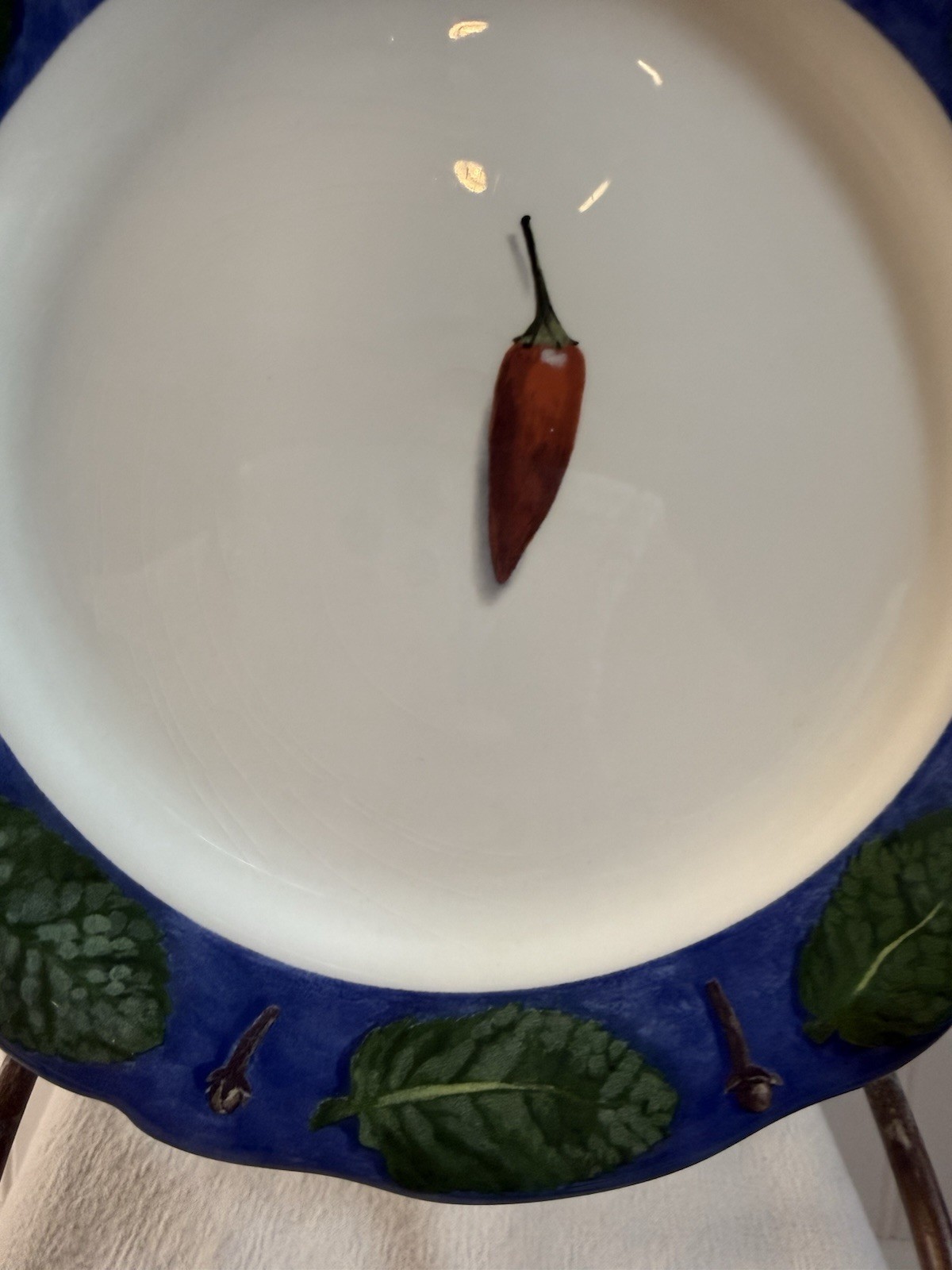 Poivre Et Sel Blue Vint. Set of 4 Salad Plates 8.75″ Faiencerie De Gien France