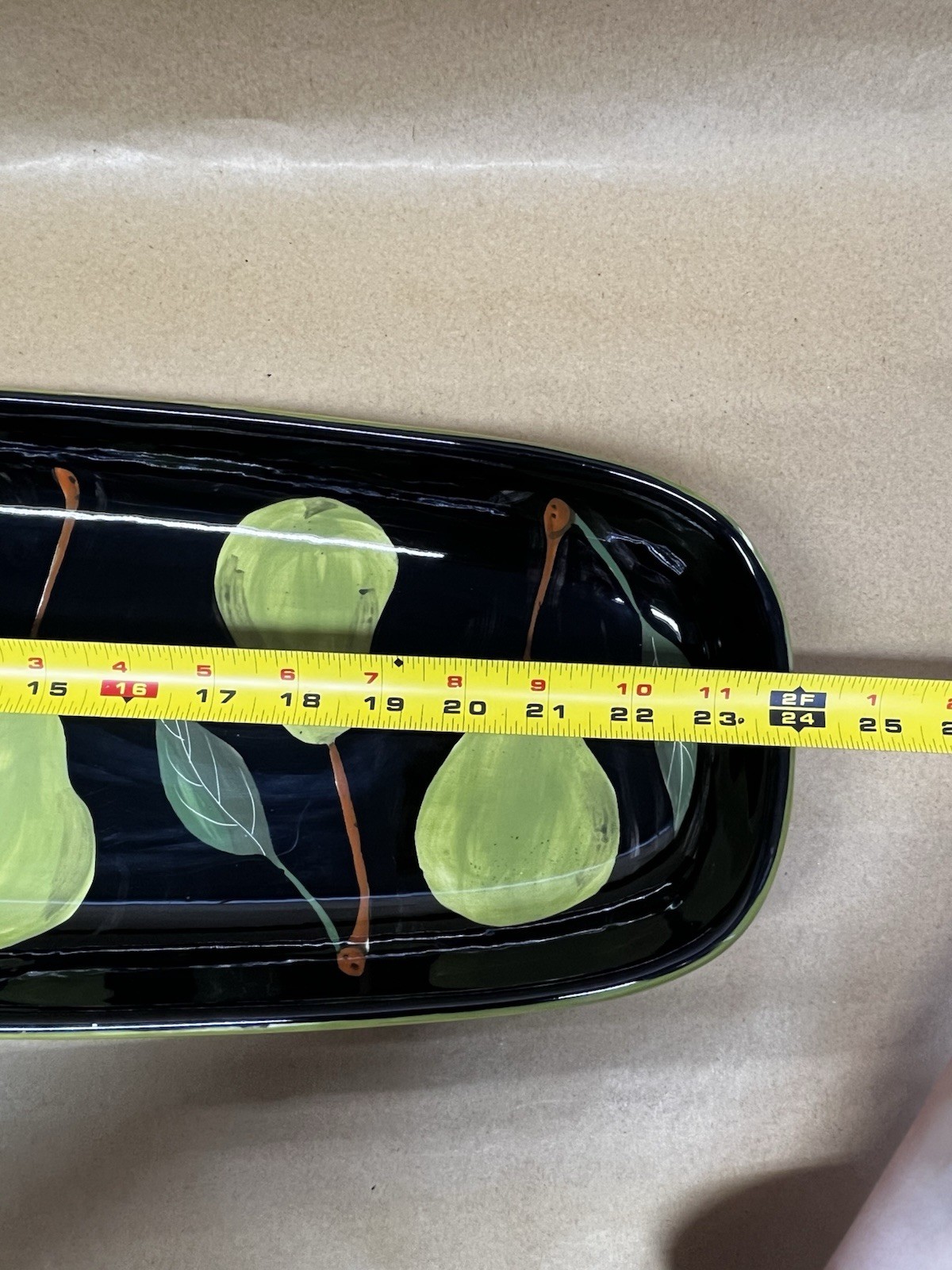 Romy & Clare Fenton Green Pear LONG BIG Rectangular Dish Platter Tray 2007 24”