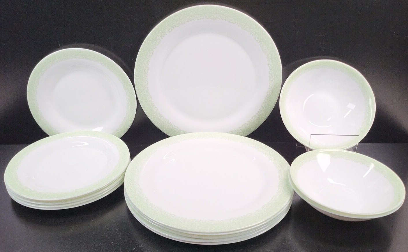 15 Pc Martha Stewart Everyday Green Leaves Plates Bowls Set MSE France Dish Lot
