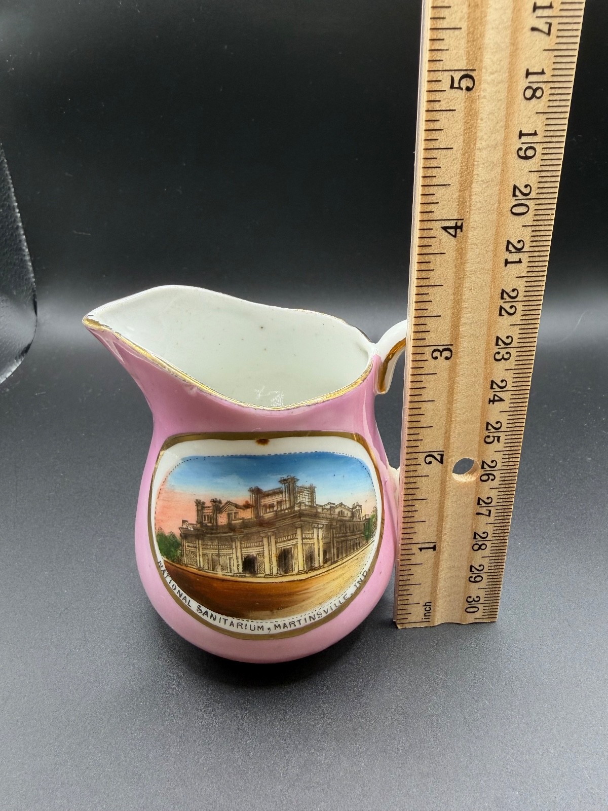 Rare Old Martinsville IN Creamer, Natl Sanitarium, Moore’s 5&10c, Germany