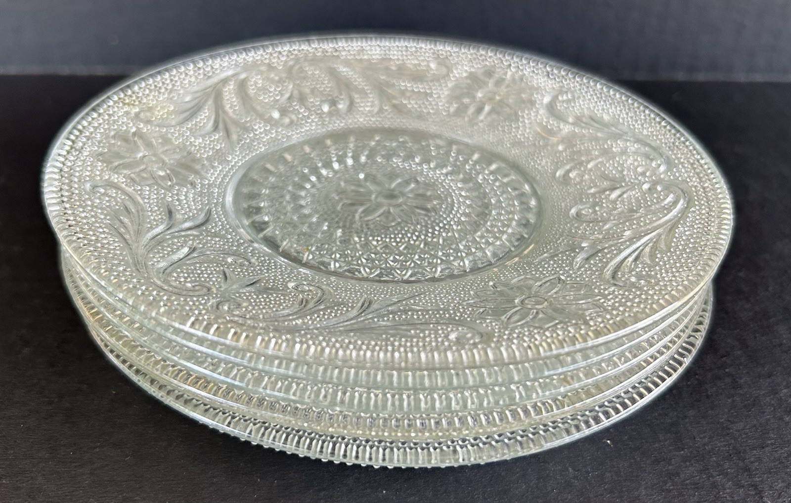 Indiana Glass Tiara Sandwich Clear Bread Plates 6″ Set of 5