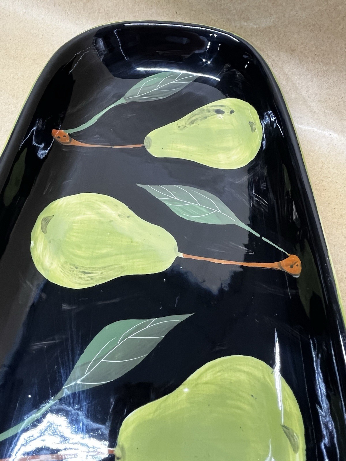 Romy & Clare Fenton Green Pear LONG BIG Rectangular Dish Platter Tray 2007 24”
