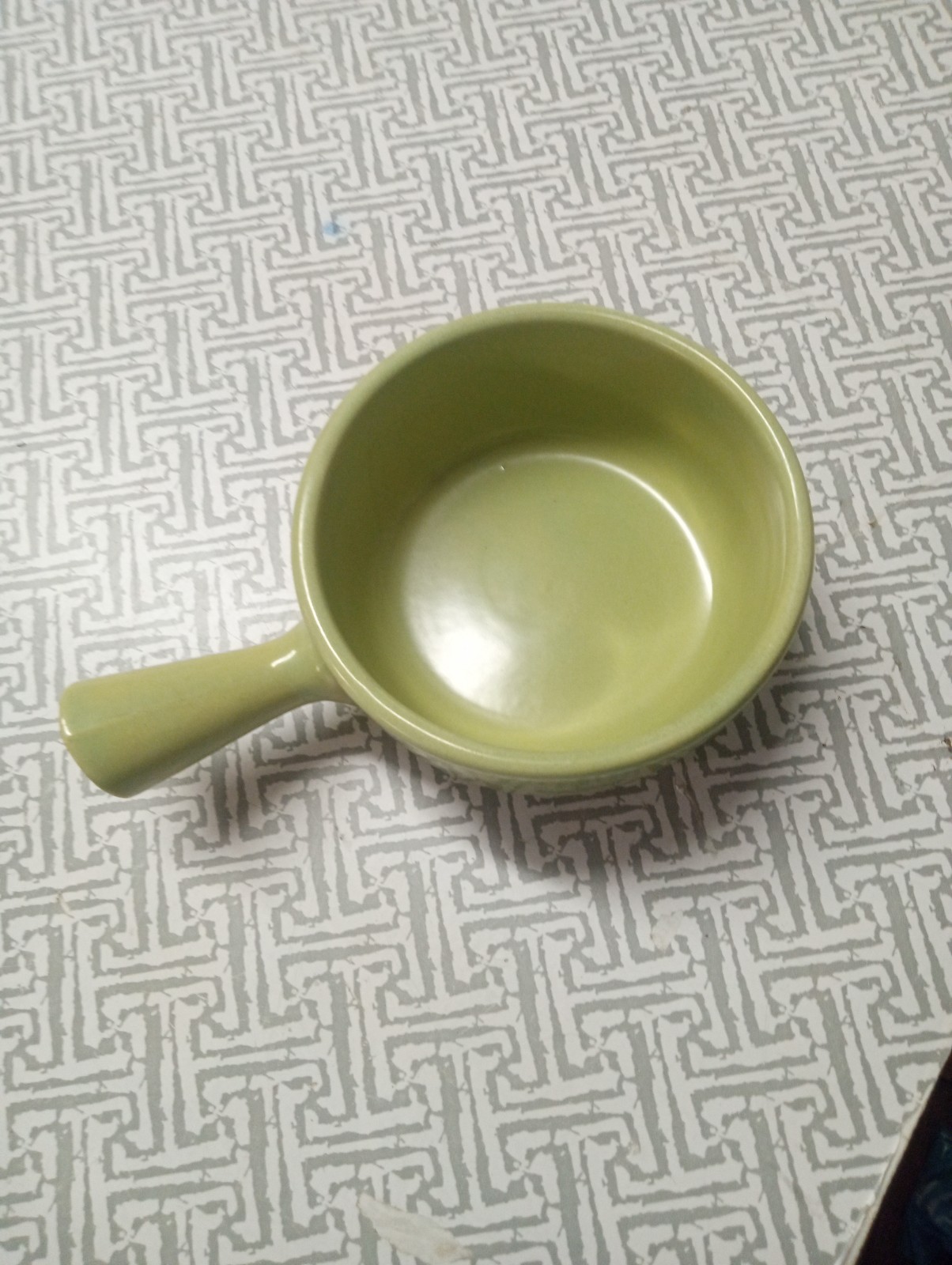 Vintage La Solana Pottery Sage Green Handle Soup Cereal Chili Bowl Baking Dish