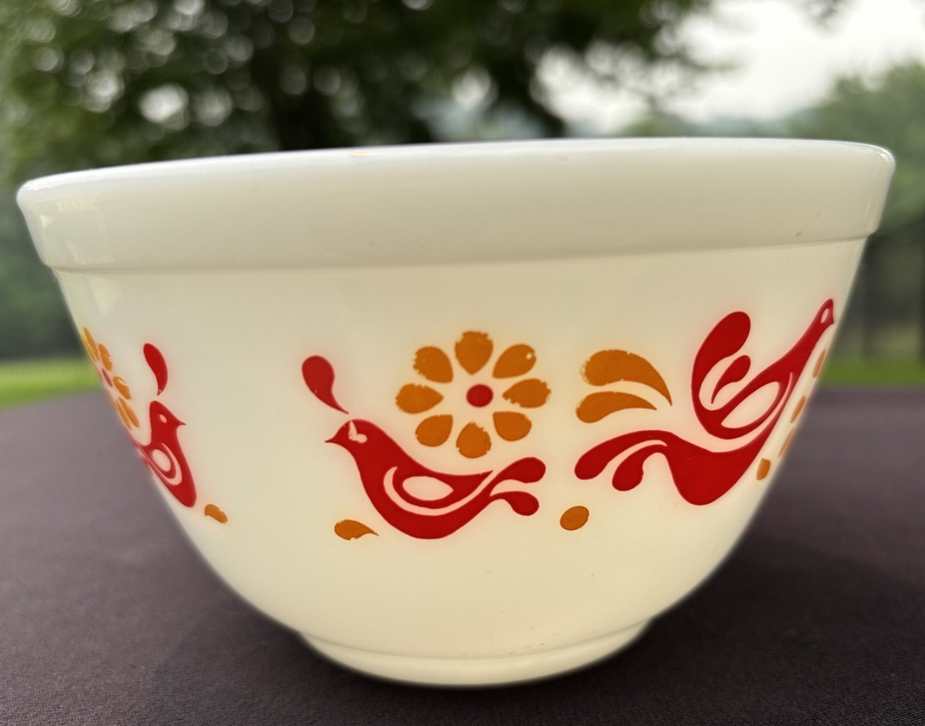 Pyrex Orange Red Friendship 1 1/2Pt 401 Mixing Bowl Very Good Used Condition