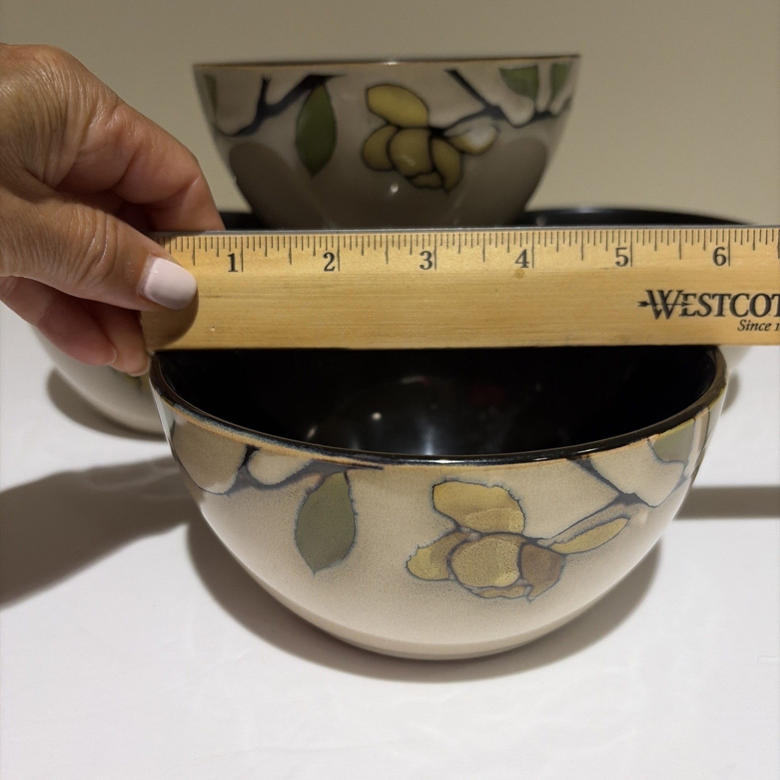 Mikasa Emory Gourmet Basics 6″ Soup Cereal Bowls Floral Stoneware Set of 4