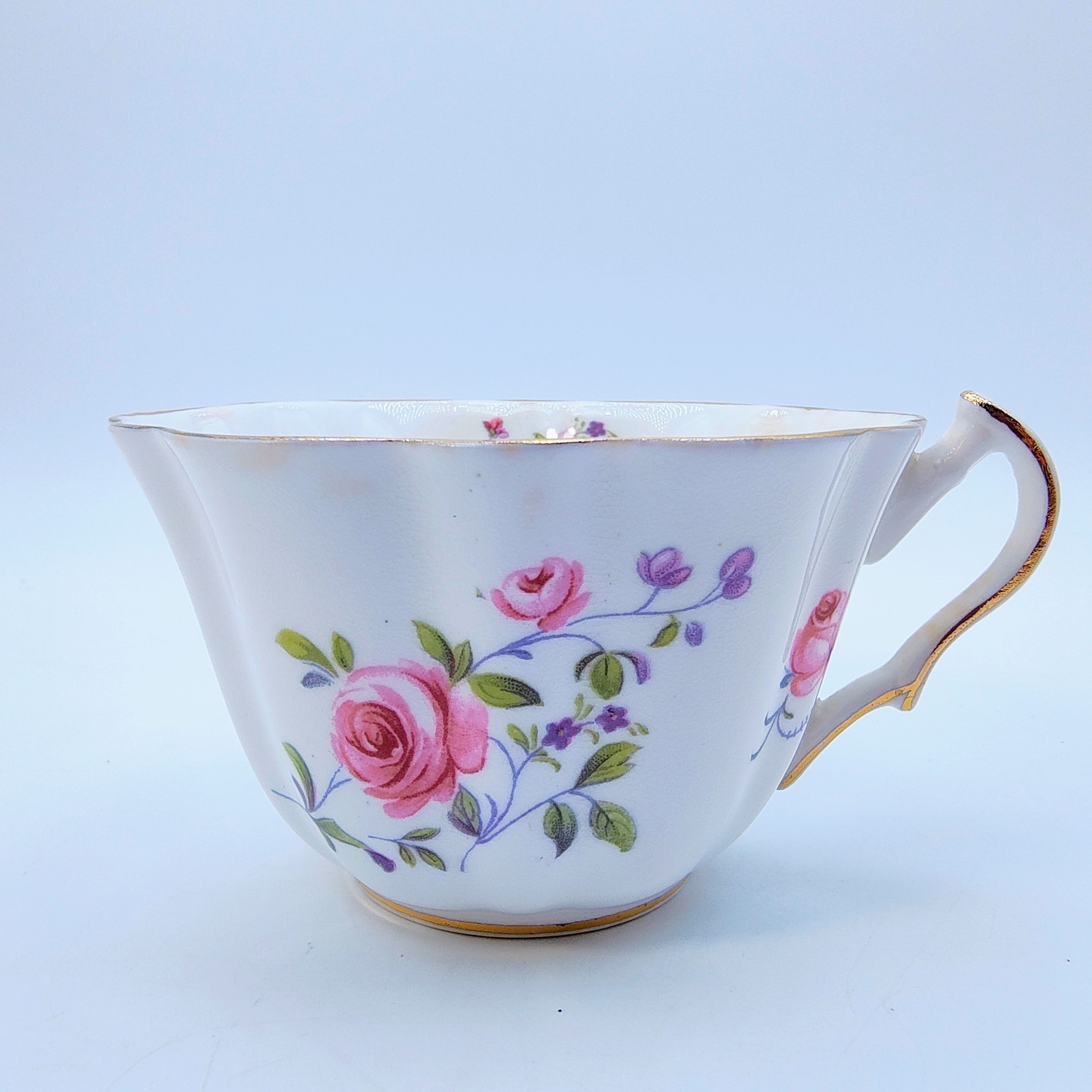 Vintage 1950s Victoria C & E Teacup & Saucer Pink English Rose 1164 Bone China