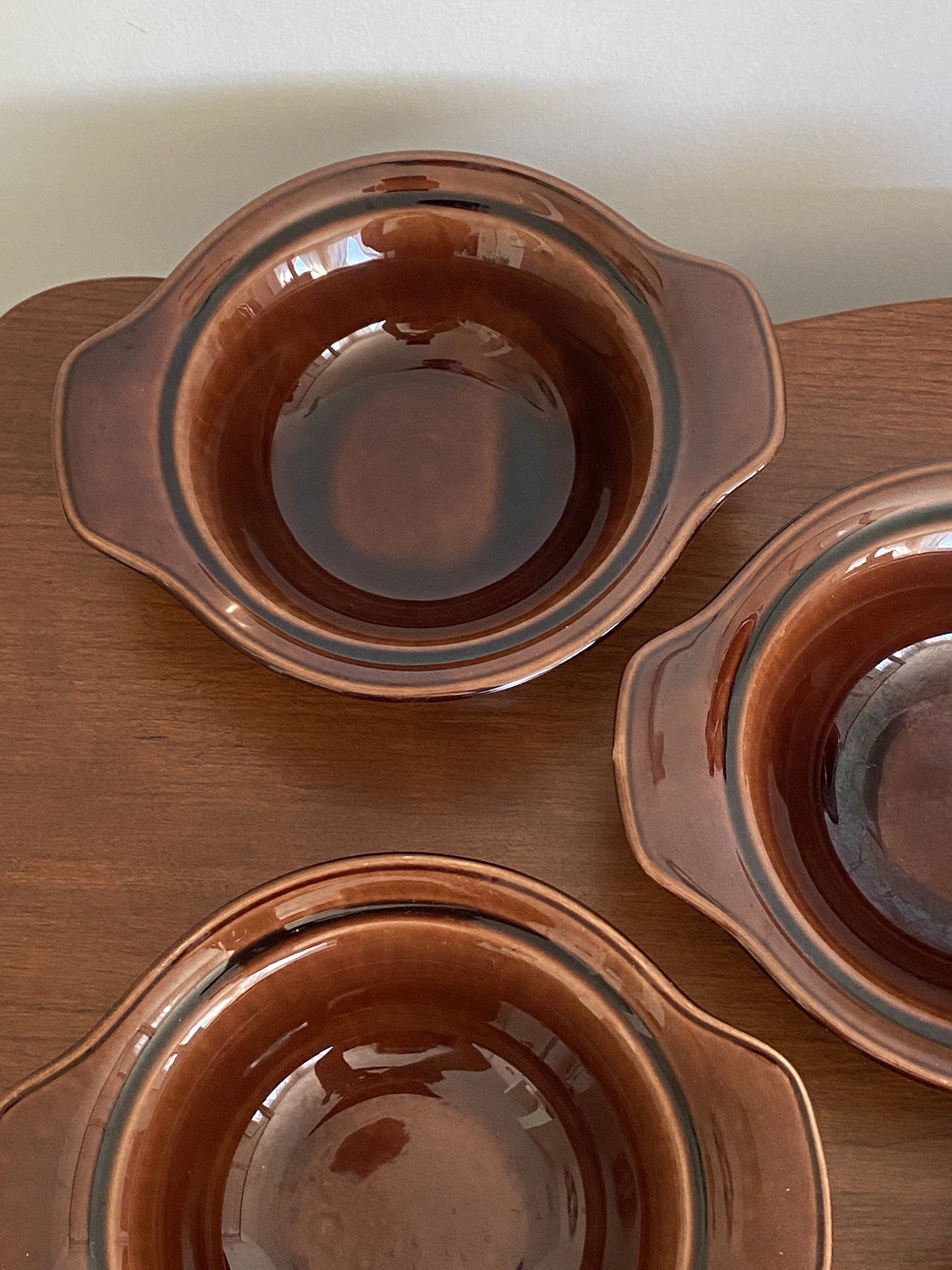 Set Of 6 Early California Brown Lugged Chowder Soup Bowls Vernon Kilns Vintage