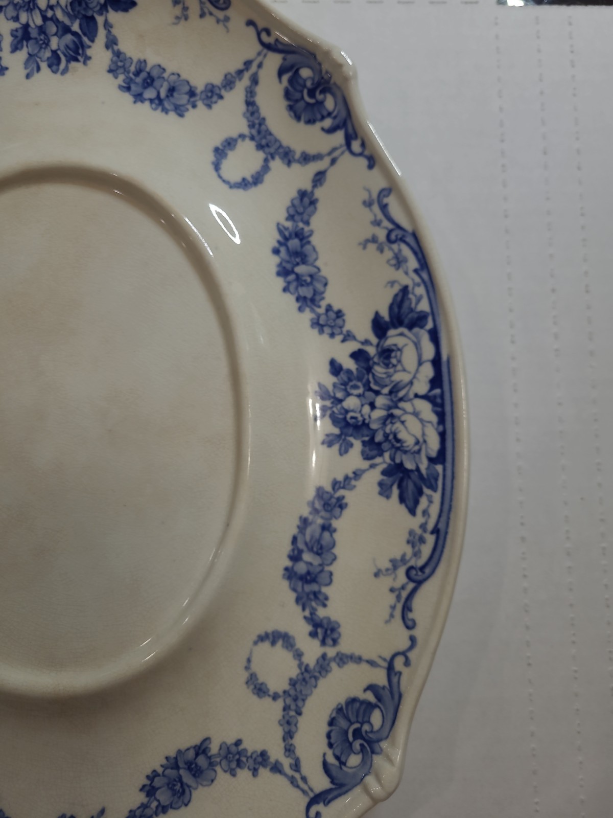 Antique Wedgwood Grosvenor Blue Flow 14.25″x10.25″Tureen Underplate Tray Platter