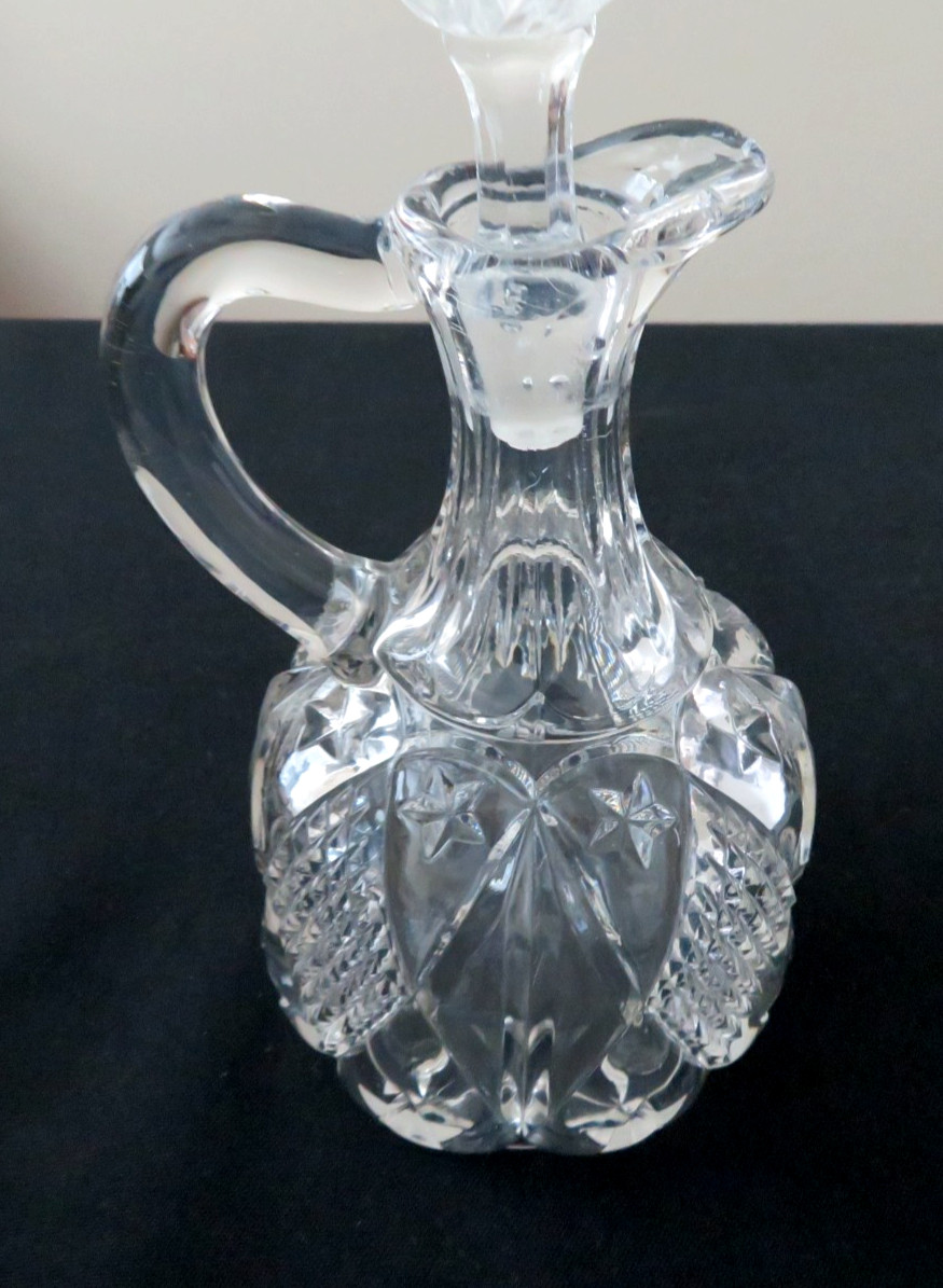 Antique EAPG Dunkirk Diamond Cruet Ohio Flint Glass Co. Exc Condition ca 1896