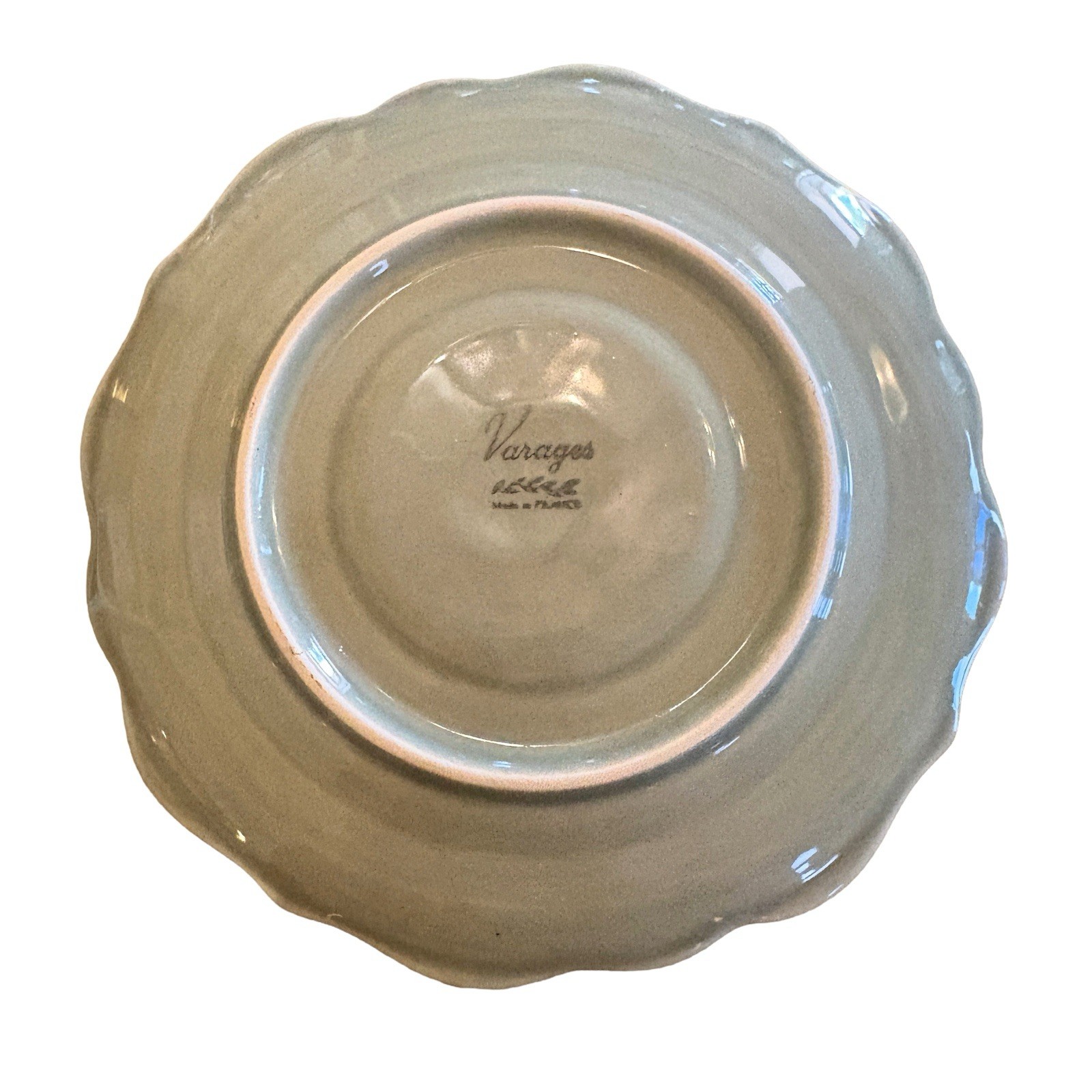 Varages France Vintage LUBERON CELADON Flat Cup and Saucer Set of 4 NEW