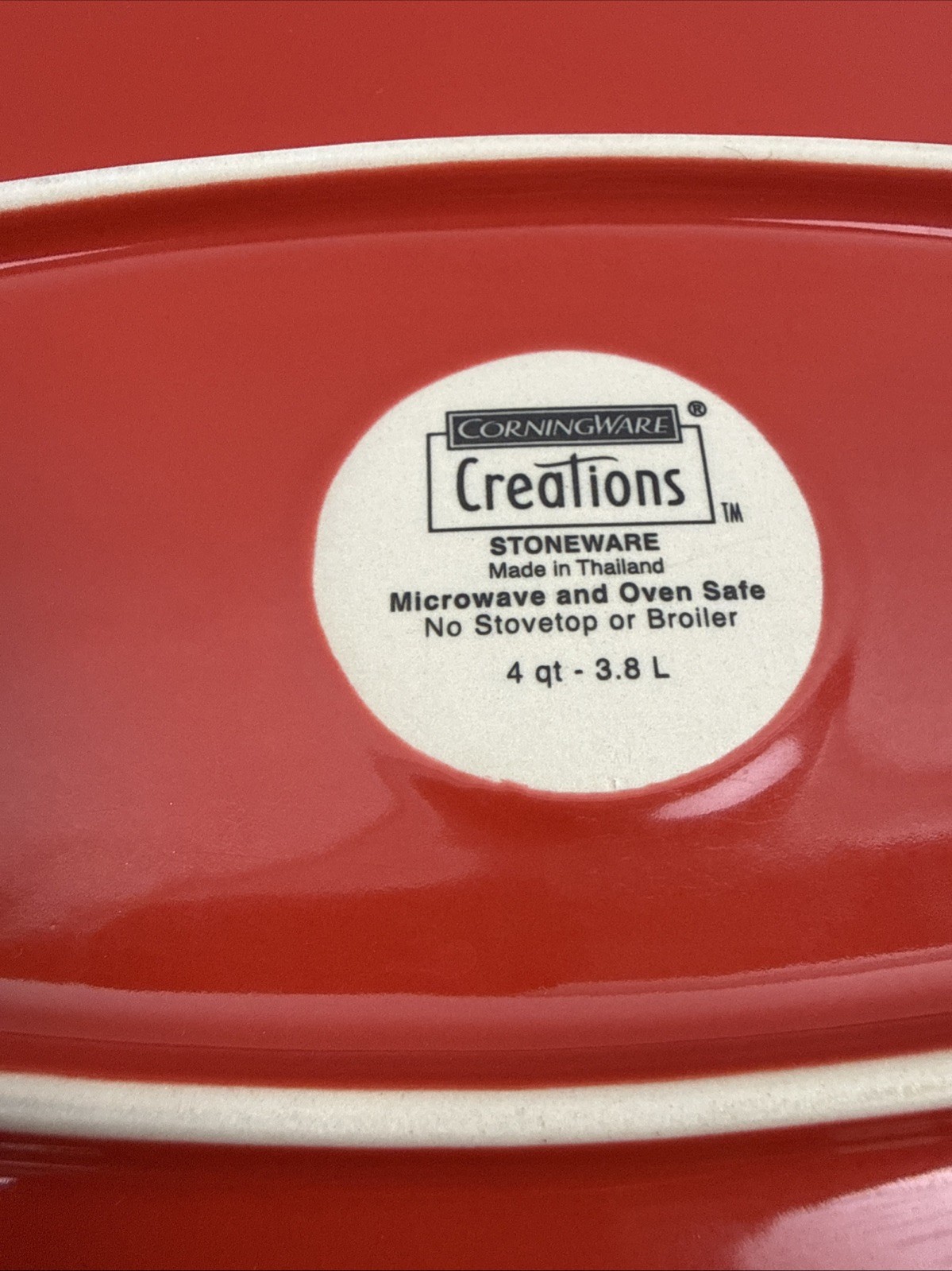 CorningWare Creations Stoneware Ruby Red Baking Casserole Dish 4QT 14X11”HEAVY
