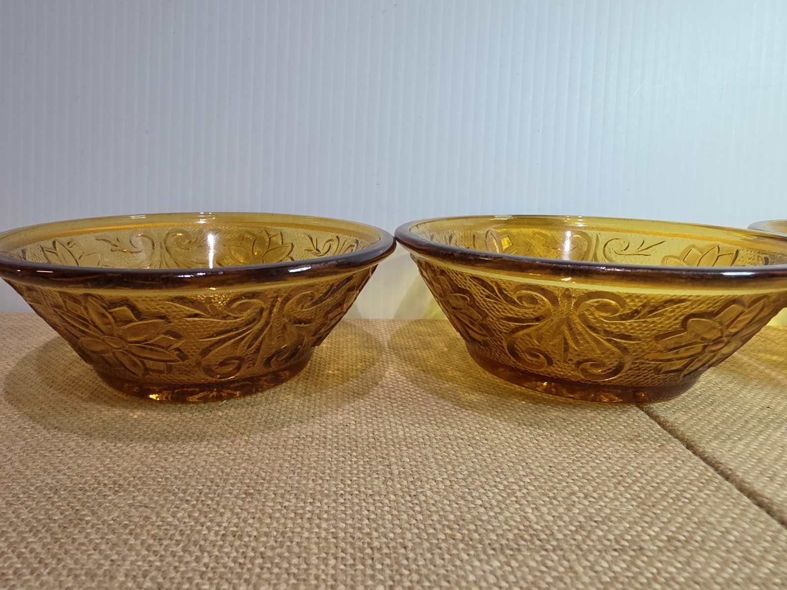 Set of 4 Vintage Amber Tiara Indiana Glass Dessert Fruit Bowls