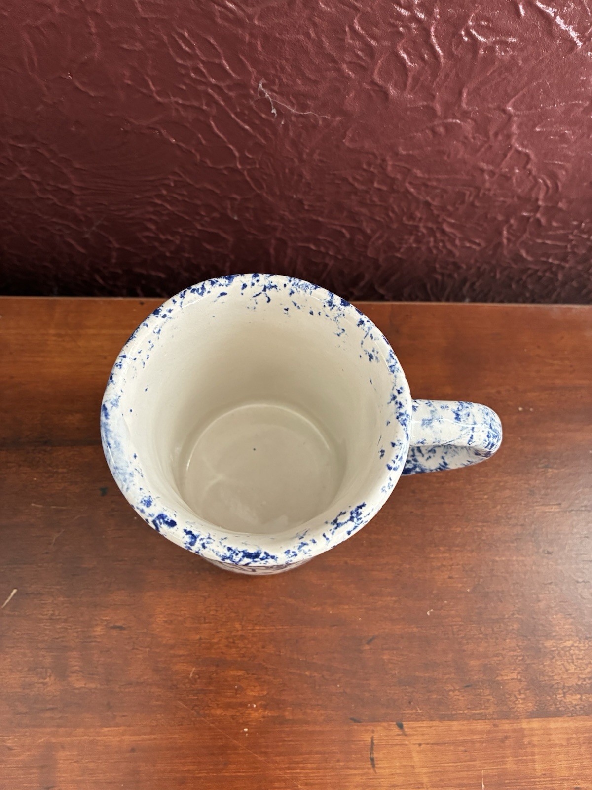 Vintage Western Stoneware Co. Mug Blue Spongeware Coffee Cup 8oz Monmouth U.S.A