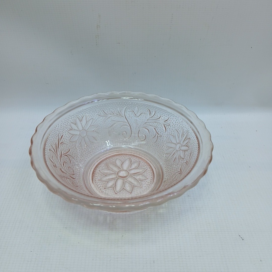 Vtg Indiana Glass Tiara Pink Sandwich Pattern Glass Cereal Bowl 5″