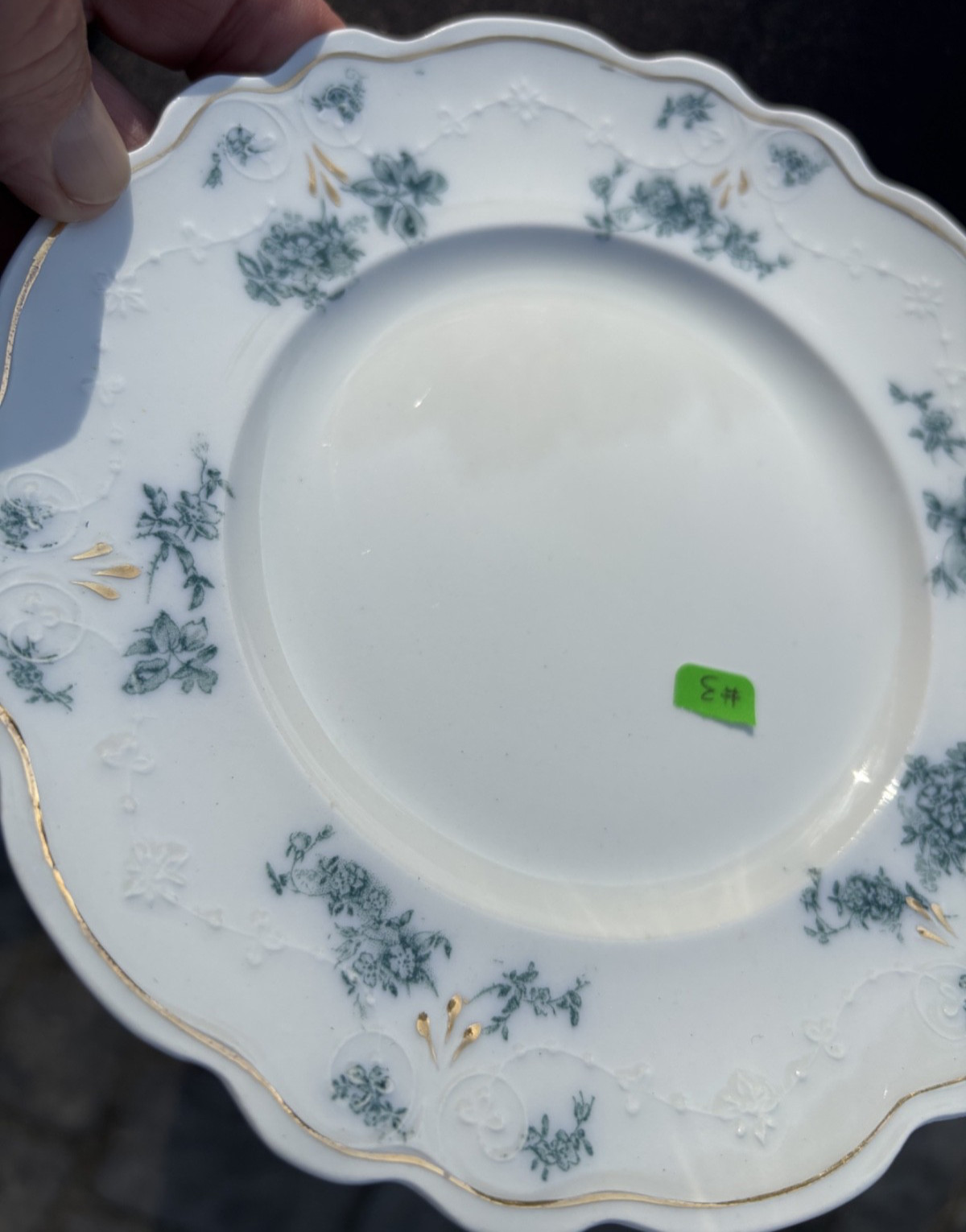 W.H. Grindley Co. England Teresa Teal Green Scalloped Edge 7″ Dessert Plate VGUC