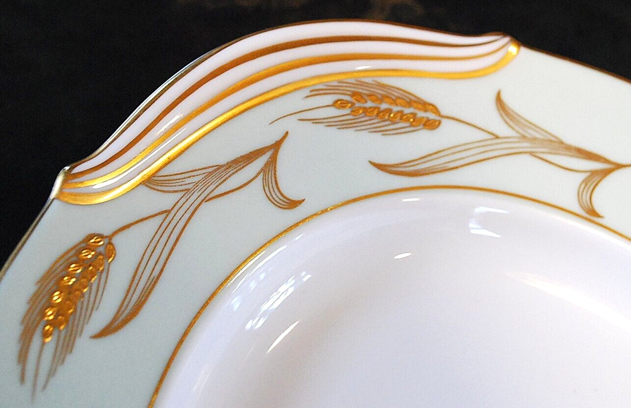 Set 2 Vintage Noritake ALICE Platters 16″ & 12″ GOLD WHEAT ON AQUA BAND c1951