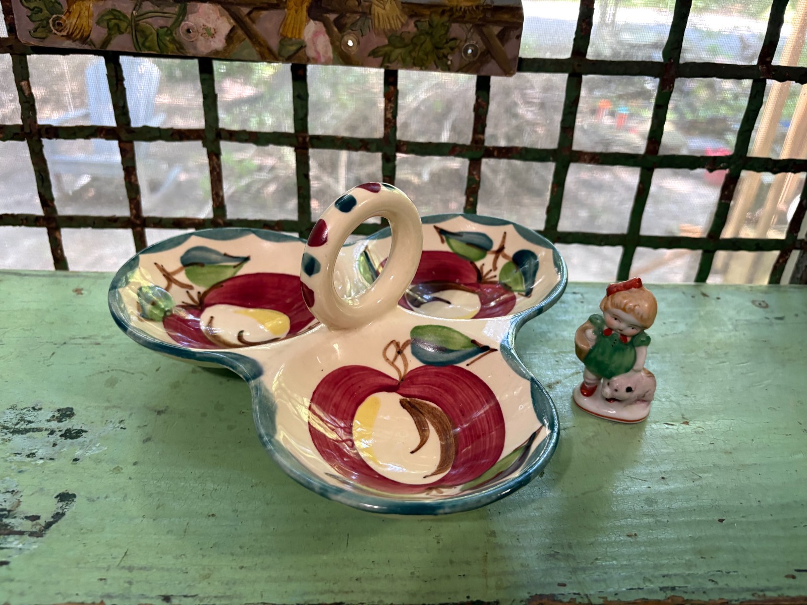 Puritan Pottery Apple 3 Part Relish Tray