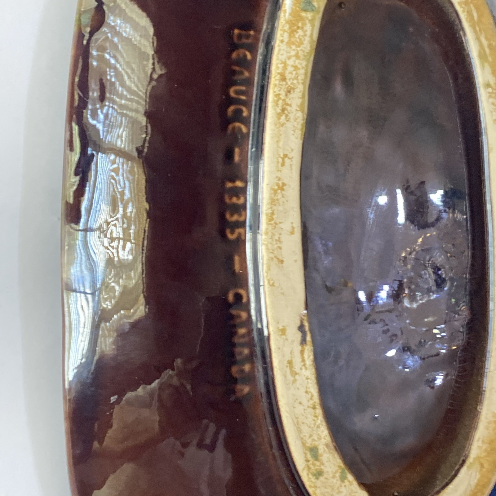 Vintage Beauce Quebec Large Bowl/ Centerpiece Part 1335 Marble Glazed
