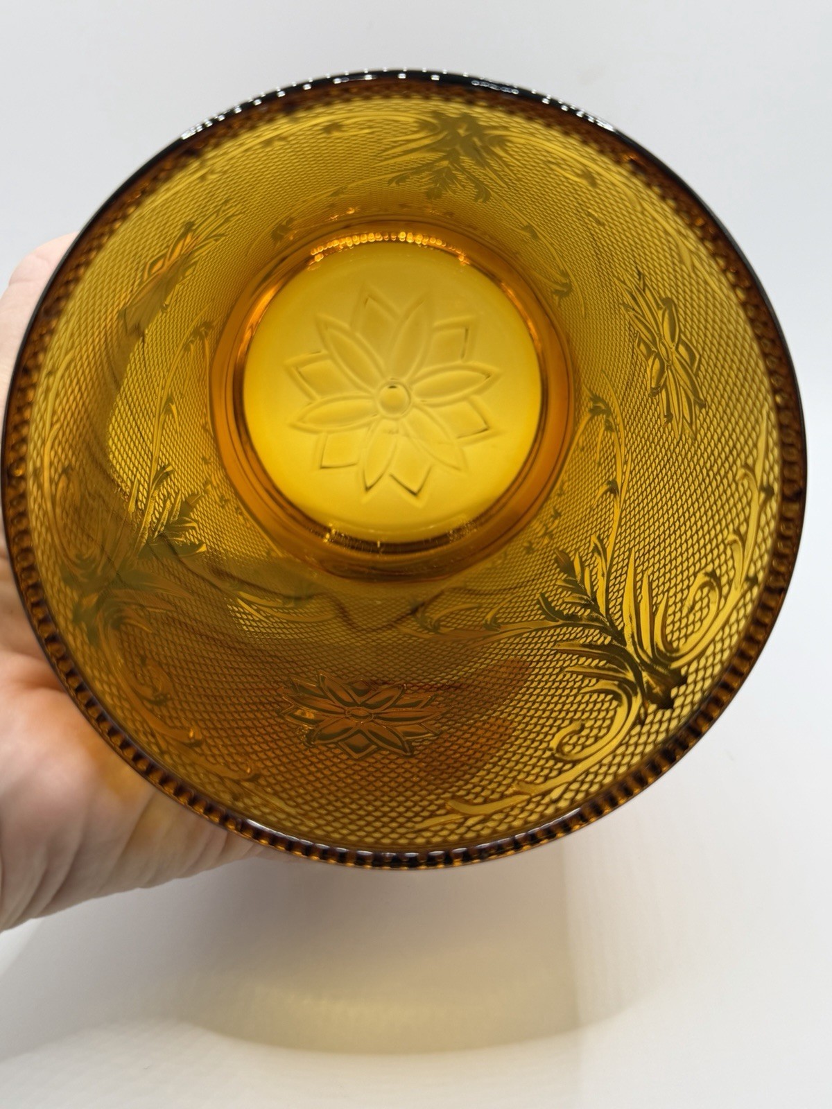 Indiana Glass Tiara Gold Amber Sandwich Biscuit Canister Jar W/ Lid LARGE , 9”