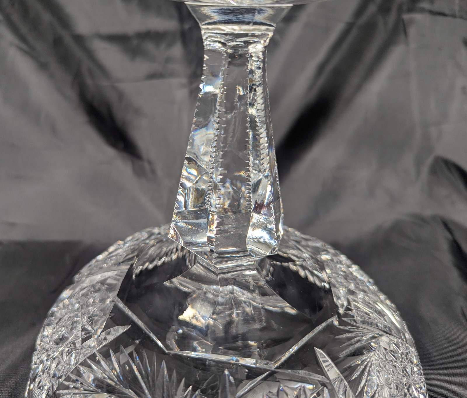 American Brilliant Cut Glass 1876-1916 Compote Stars Pinwheels Fans Zipper Stem