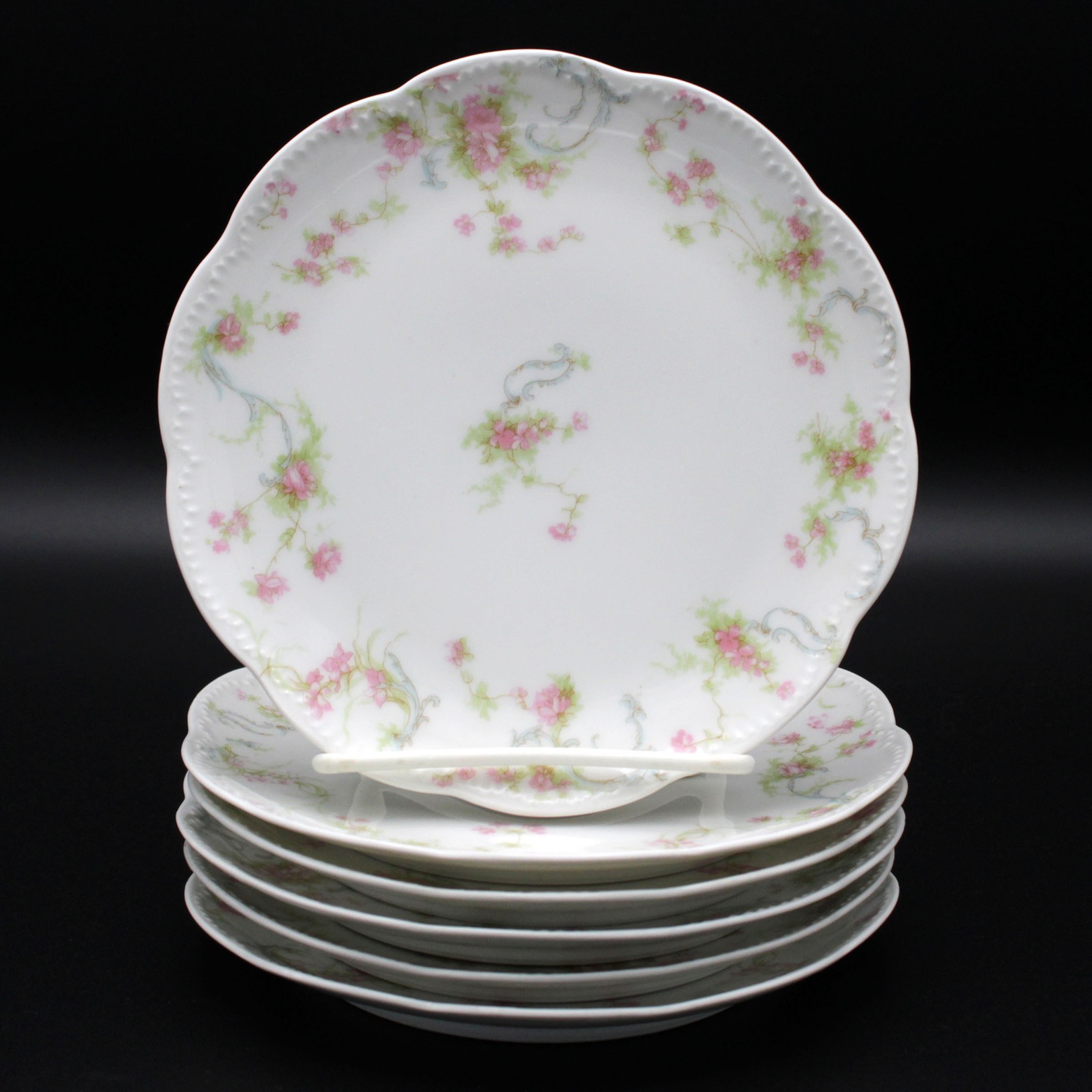 Haviland Limoges Princess Coupe Bread Plates Set, Antique Schleiger 57B, 6 1/4″