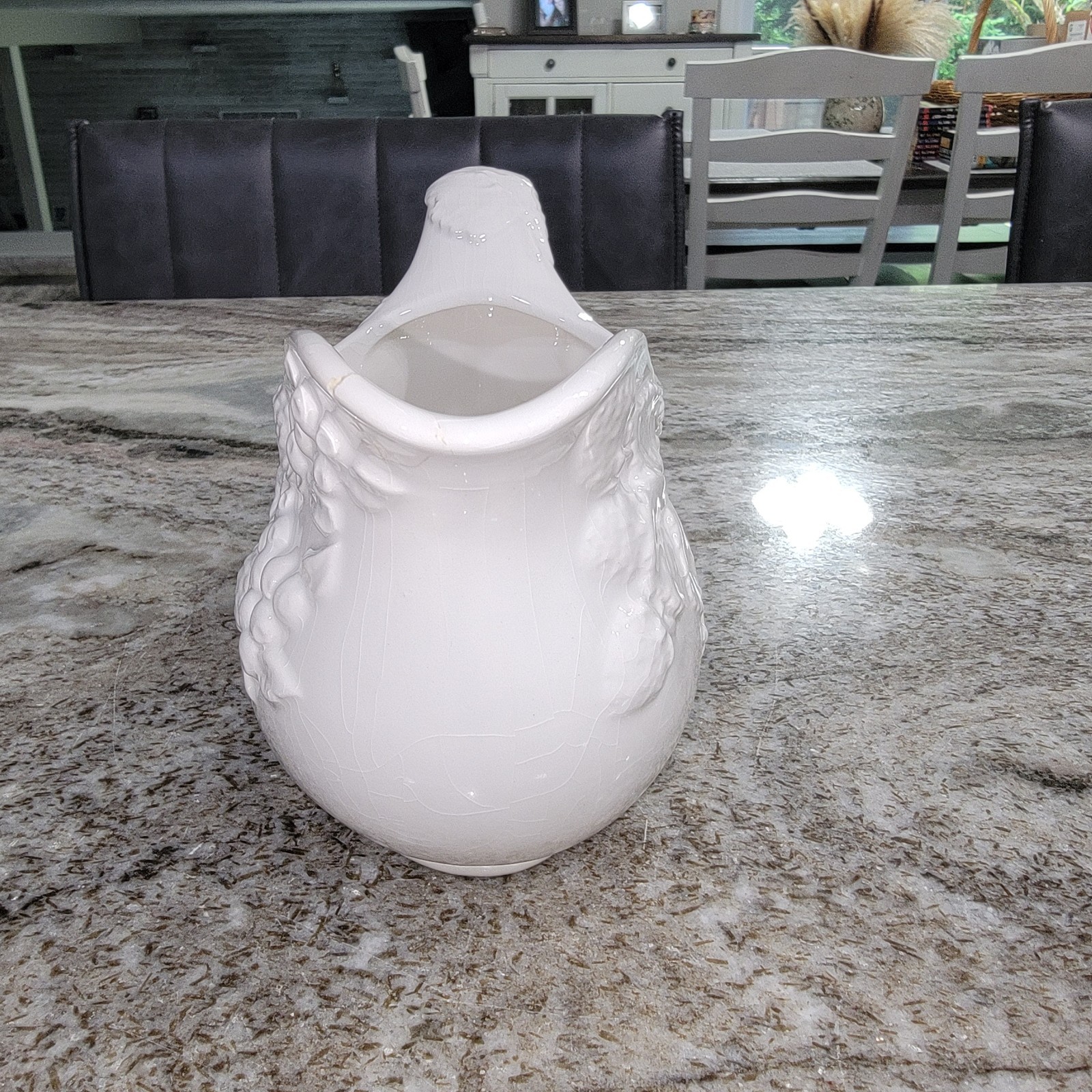 Vintage White Ceramic Grape Vine Gravy Boat Sauce Server Italy? Repair
