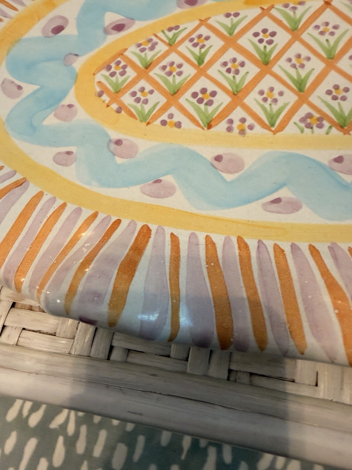 RARE Mackenzie Childs SUMMER FROCK 21.5” Oversized Hand Painted Oval Platter
