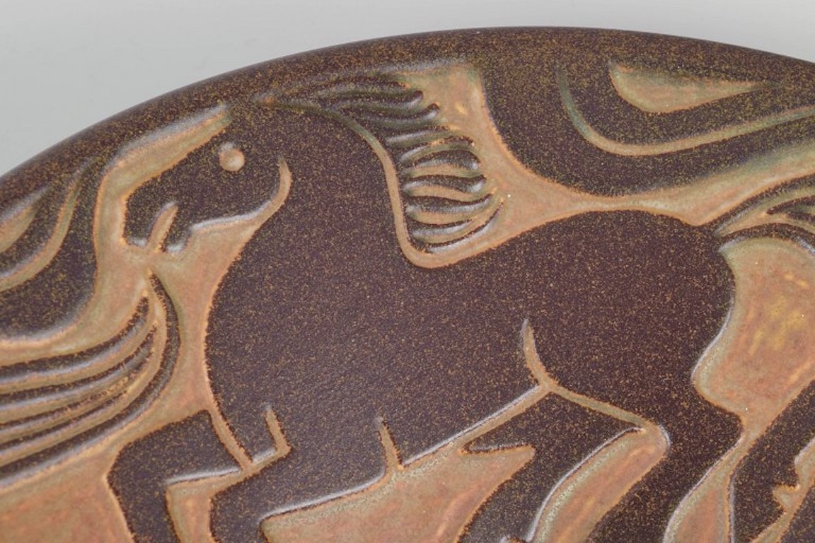 Michael Andersen, Bornholm, Denmark. Large round stoneware bowl. 1960s/70s.