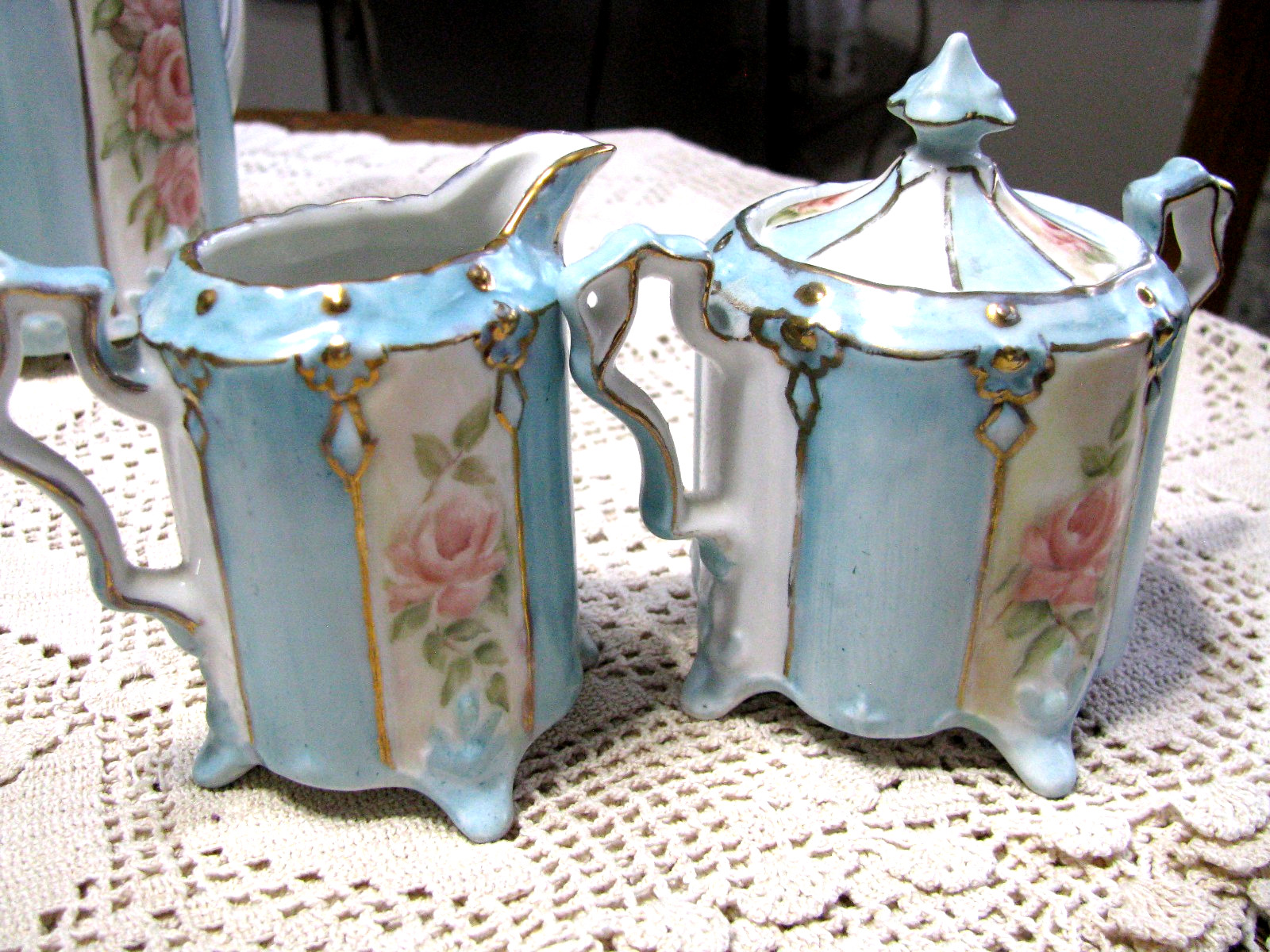 Antique RS Prussia Tea Set-1895-1910-Paper Label Residue-Independent Artist