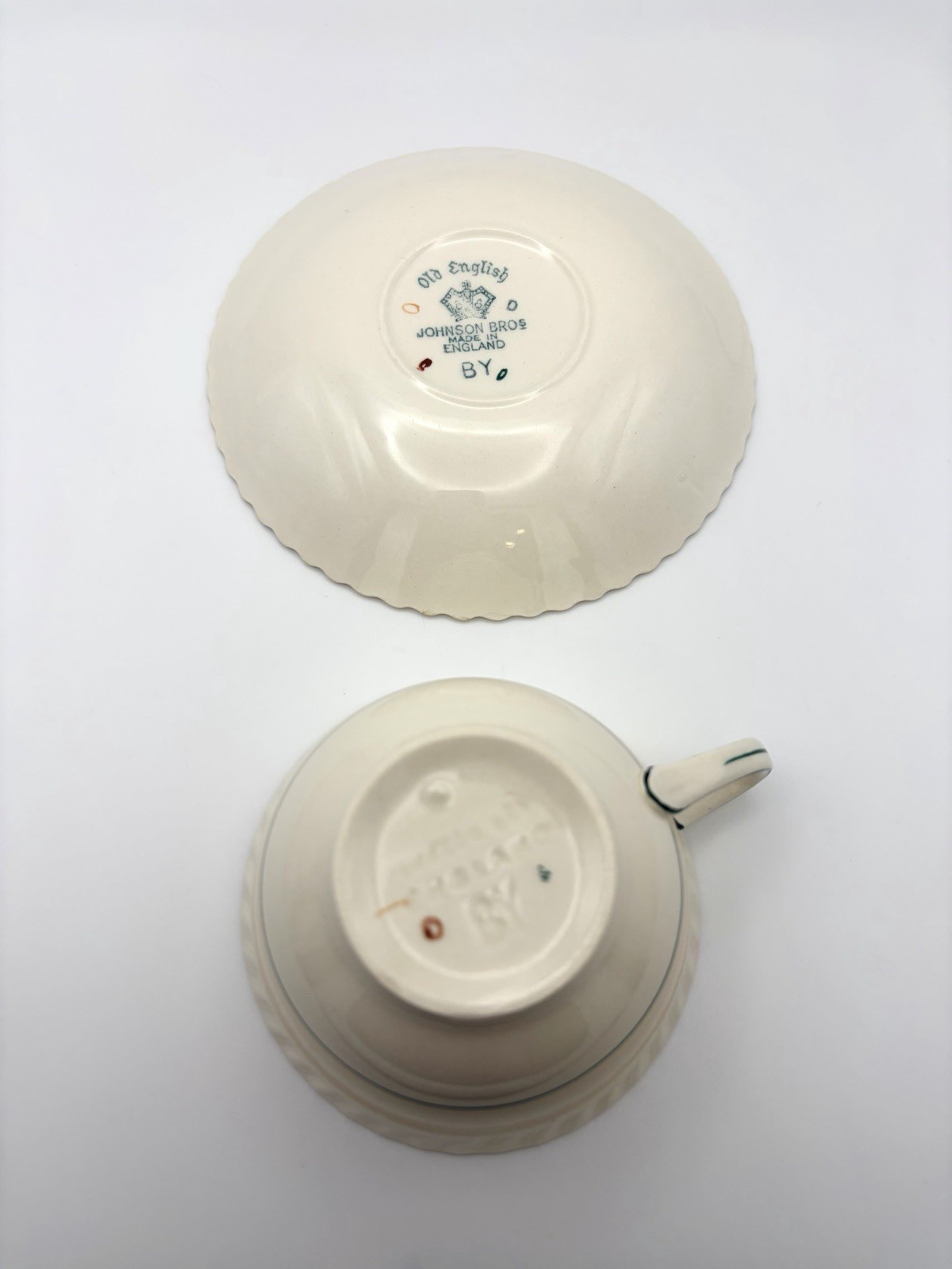Vintage Johnson Brothers California Teacup & Saucers — Orange