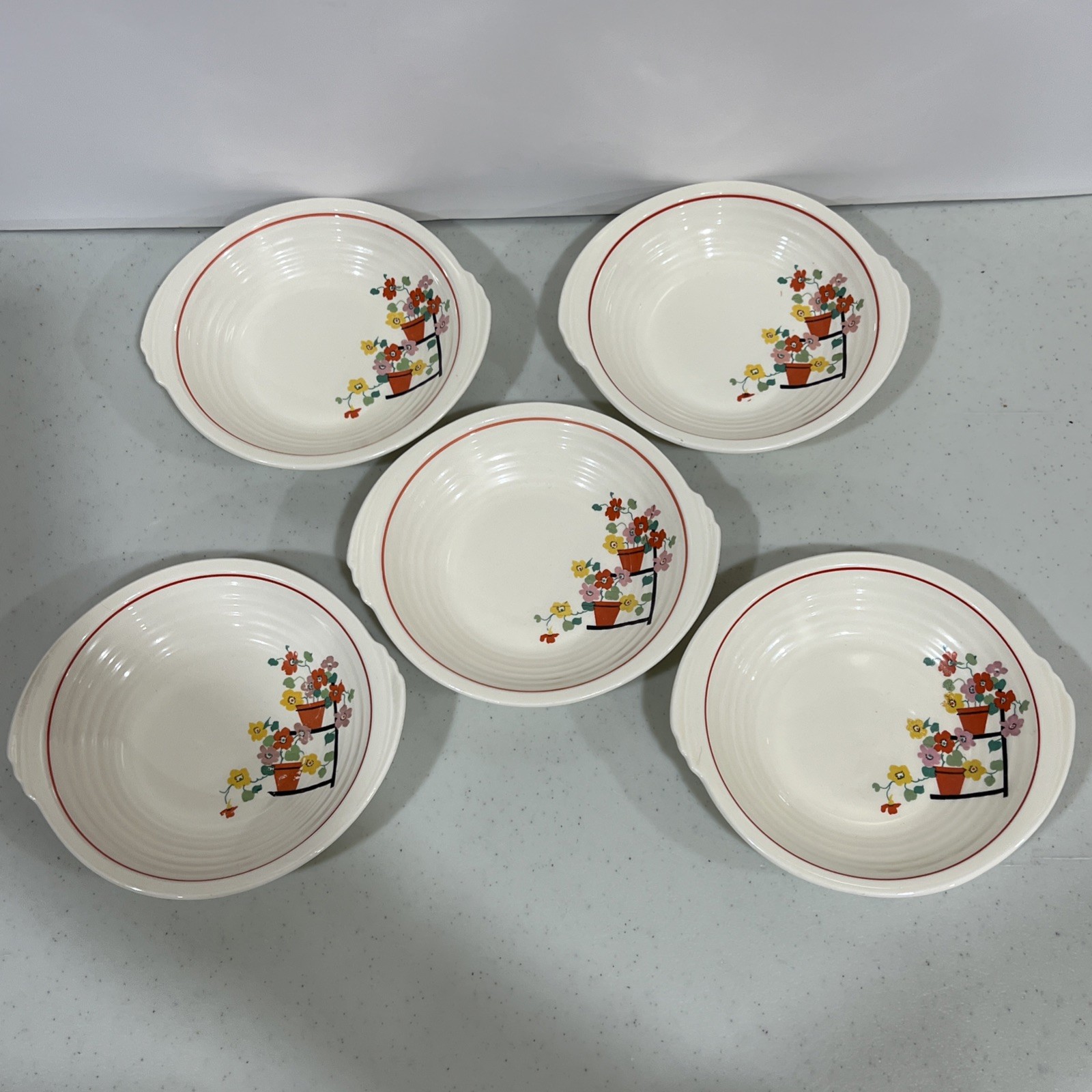“lot of 5” Edwin M. Knowles yorktown small bowls “6 1/2 by 2 deep bowls”
