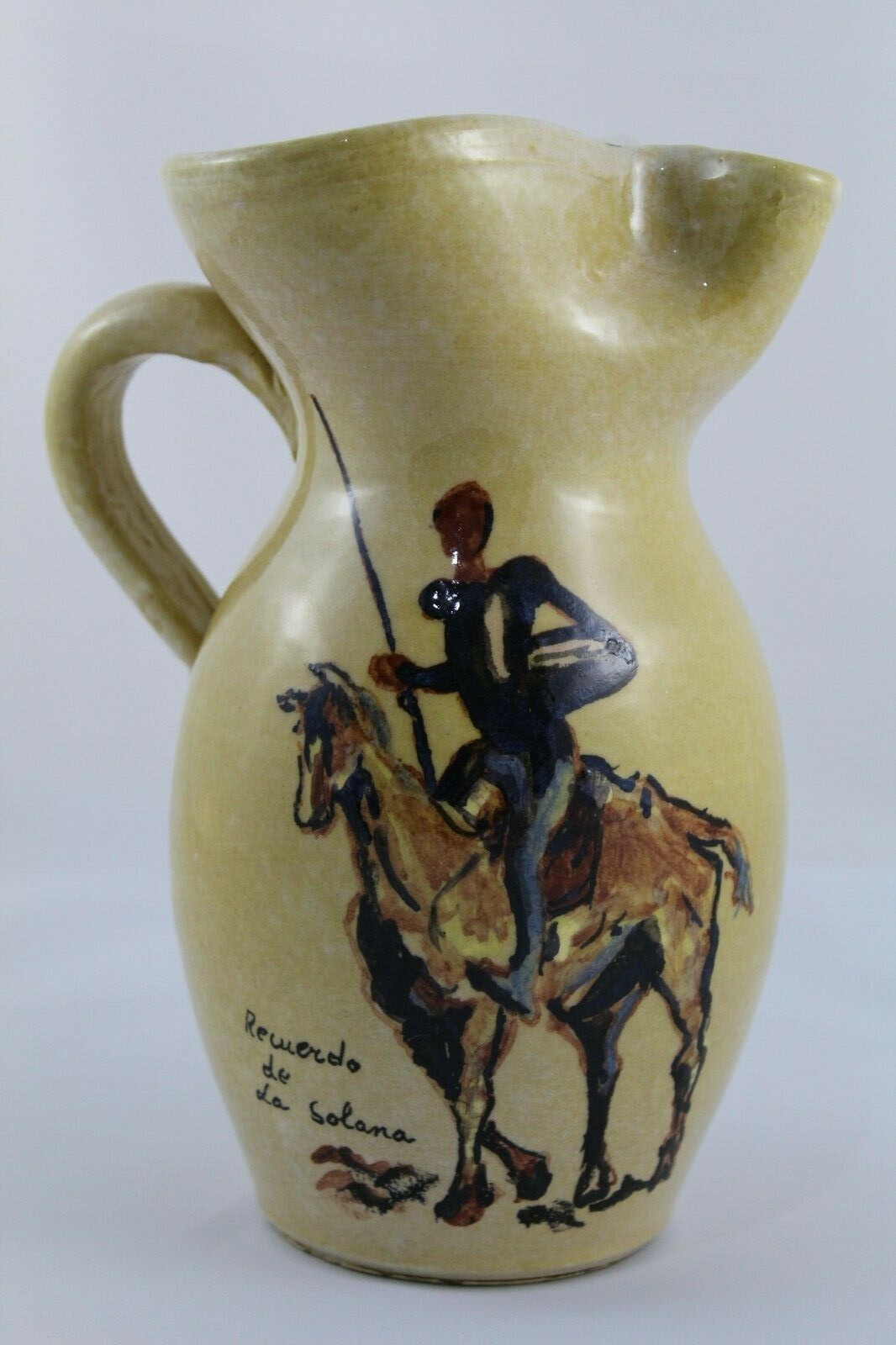 Ceramic Wine Jug La Solana Don Quijote 1984 Hand Painted