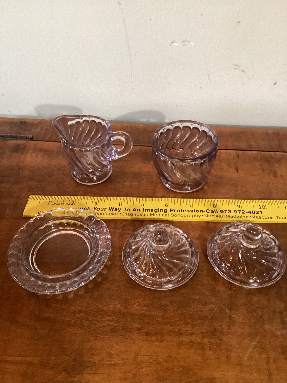 Lot Of 5 Antique EAPG Sun Purple Amethyst Glassware pcs- Sugar Bowl, Creamer +