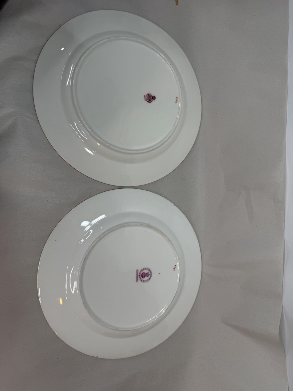 Antique Minton Porcelain 2 Dinner Plates w Raised Cobalt Blue Gold Rim 10 1/8 in