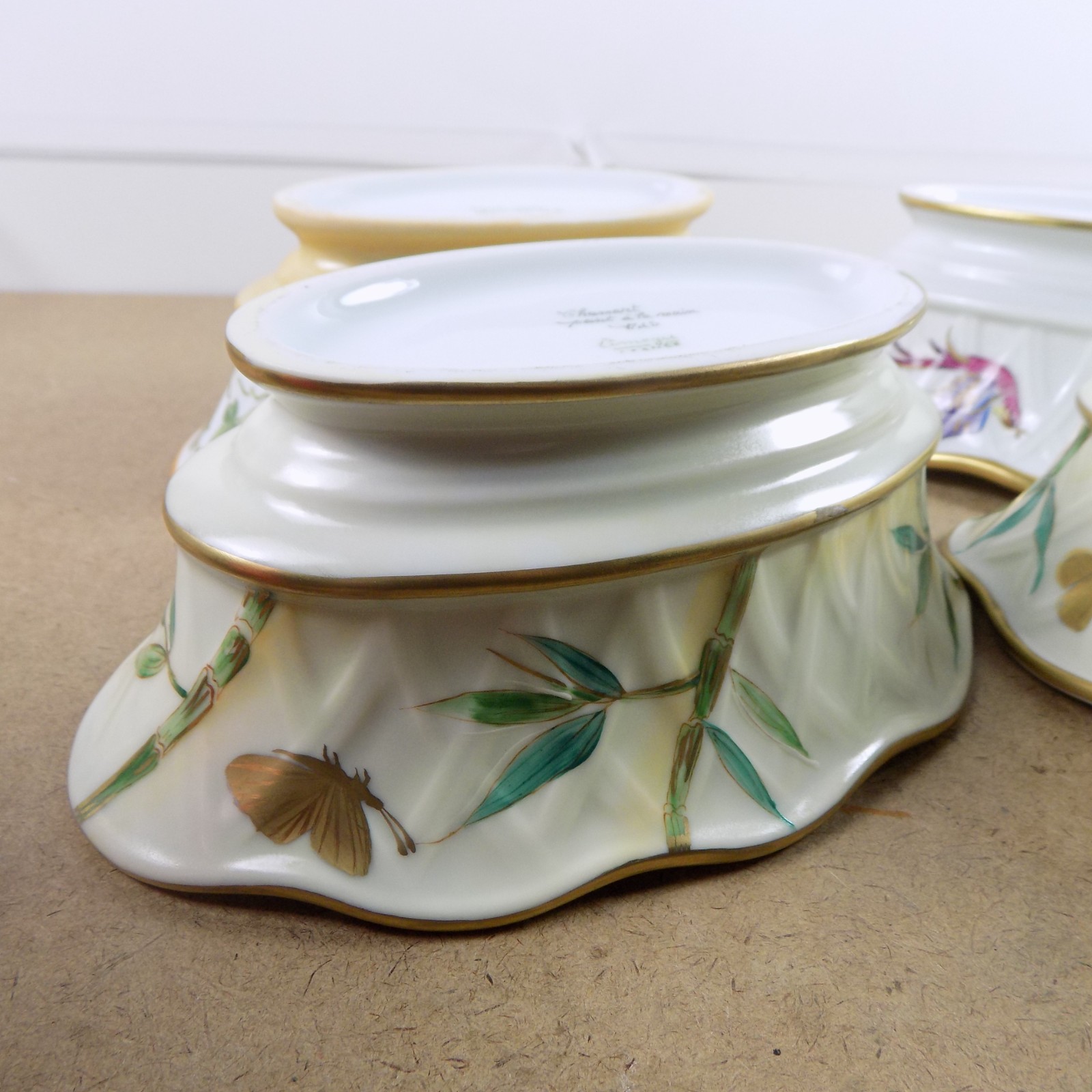 4 Chamart Peint Main Limoges Porcelain Oval Bowls or Planters 7.75″x3″ VGC