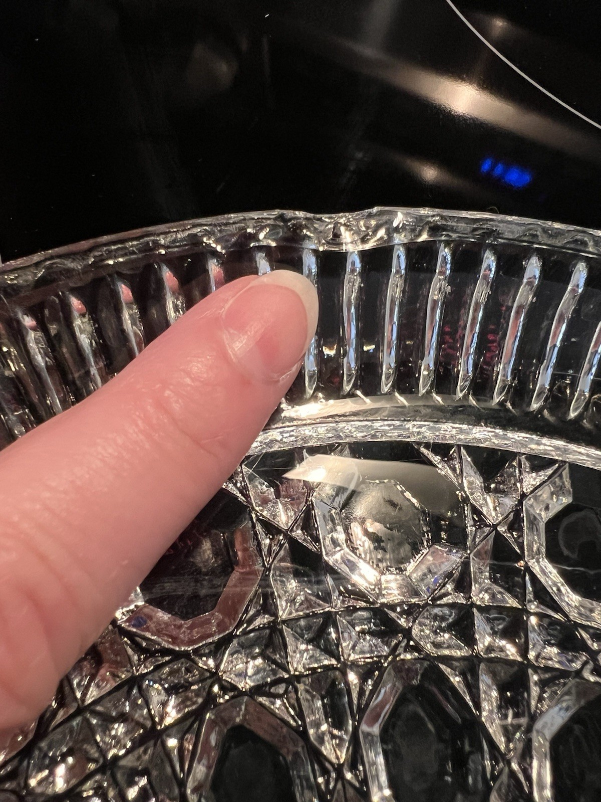 Vintage Federal Glass Windsor Clear Plate Platter Button & Cane Pattern 9″