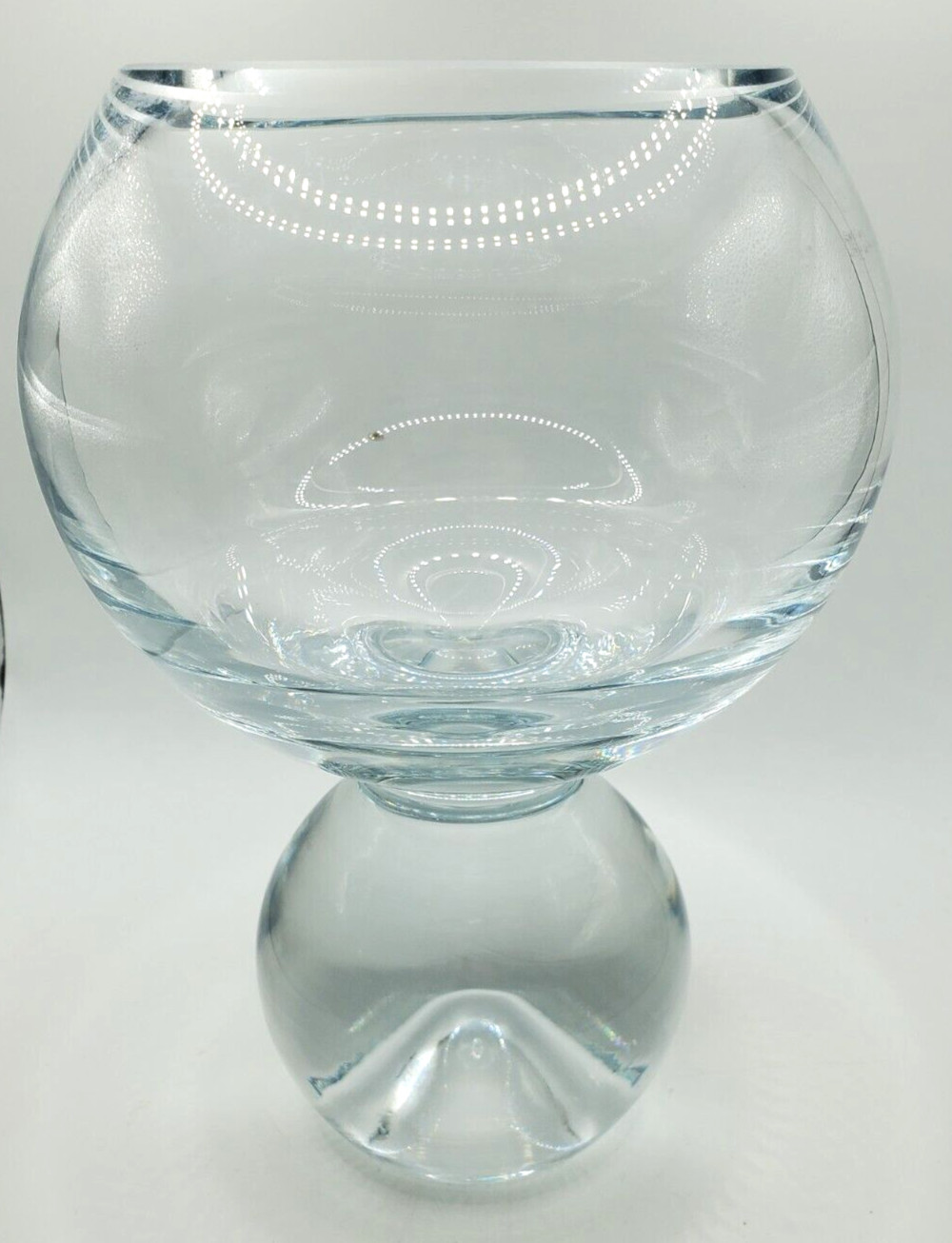 Modern Contemporary Crystal Bowl Vase Pedestal Clear Compote Beta Fish Floral
