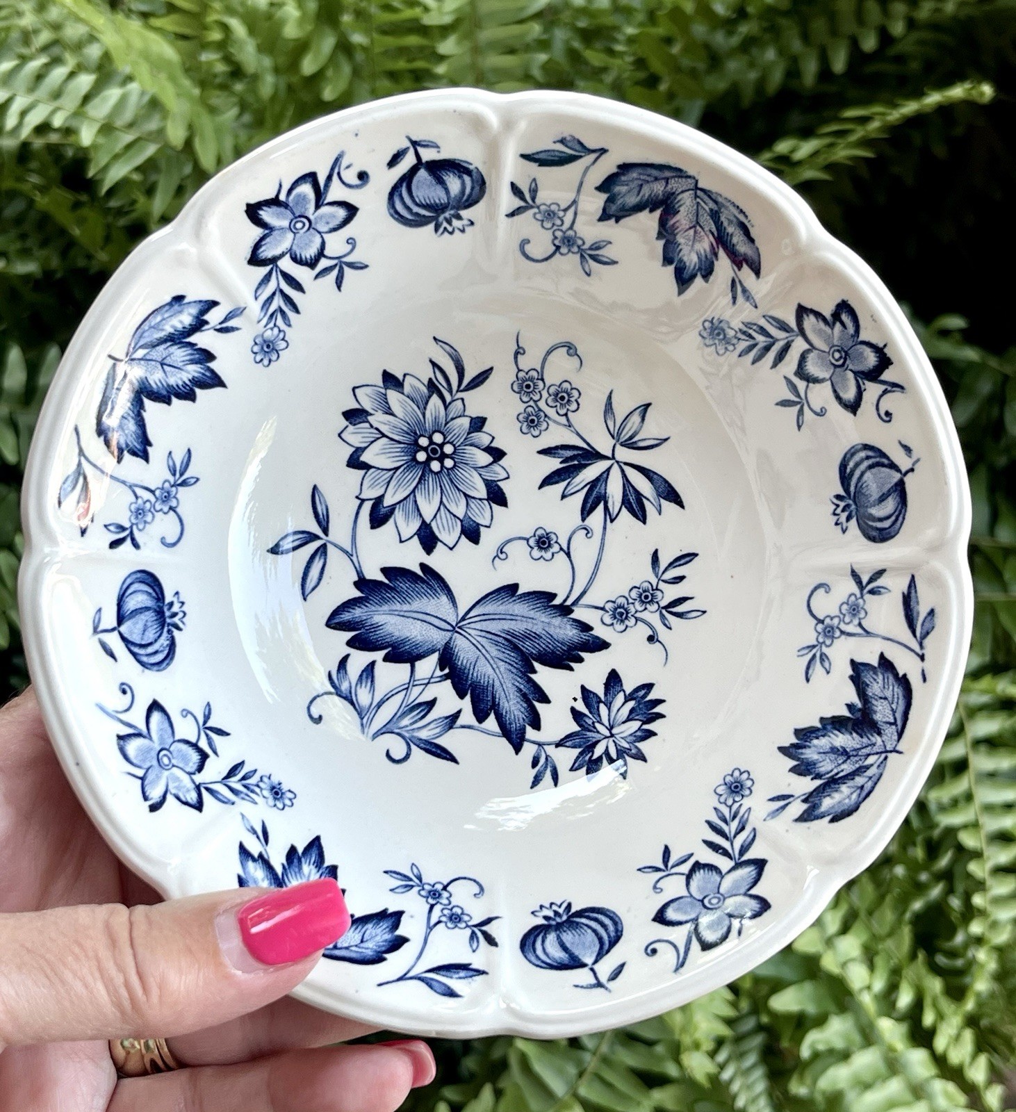 VTG Johnson Bros. England Windsor Ware Malvern Blue Coupe Cereal Bowl Set of (6)