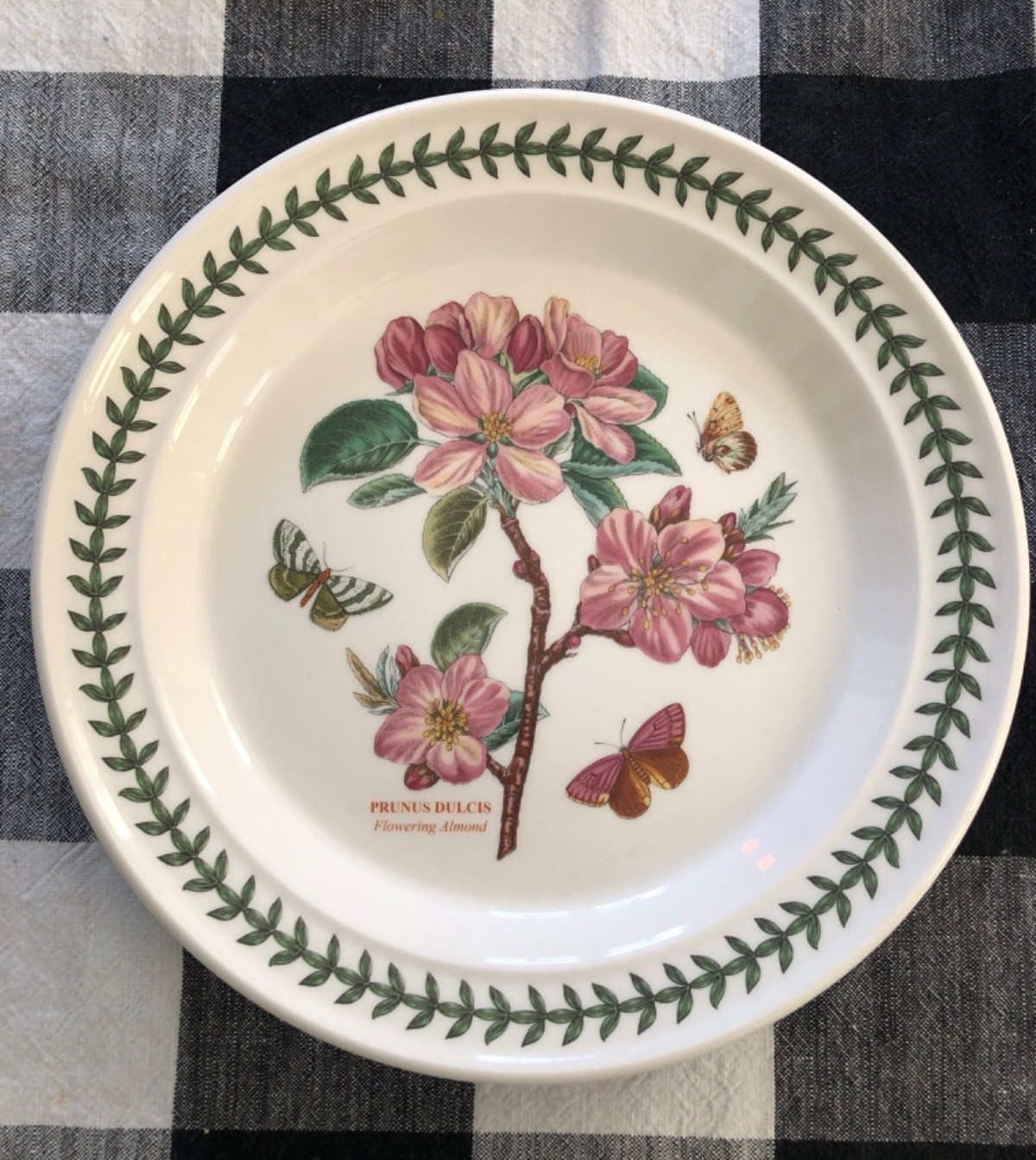 Portmeirion Botanic Garden FLOWERING ALMOND 10 1/2″ Dinner Plate — NWT
