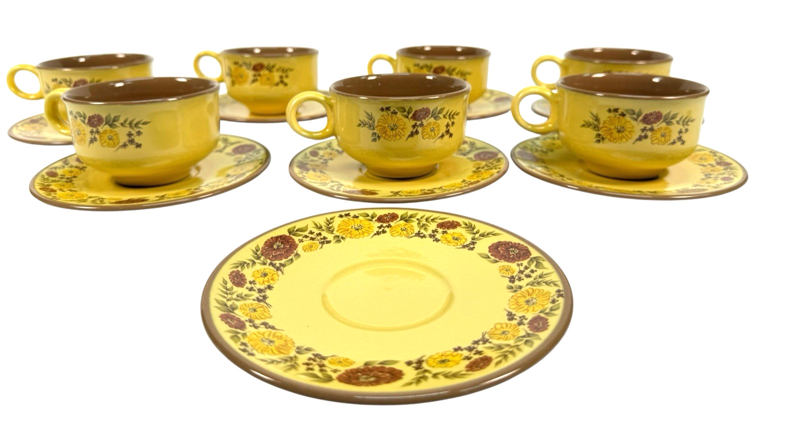 15 Pc Taylor Smith Taylor Design 70 Indian Summer – 7 Cups & 8 Saucers MCM VTG