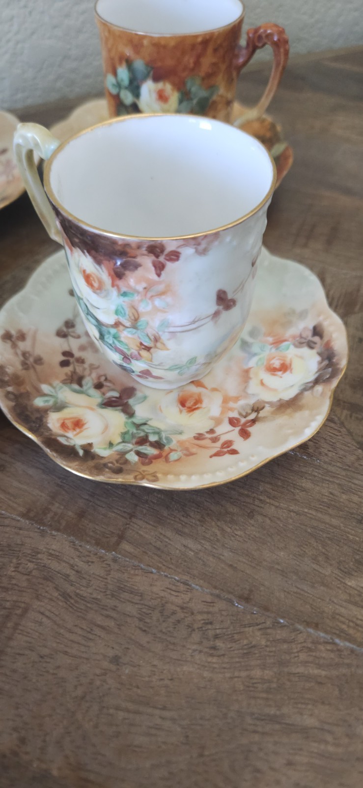 Vintage AKD France Floral Cup & Saucer Set of 5 (10 Pieces)