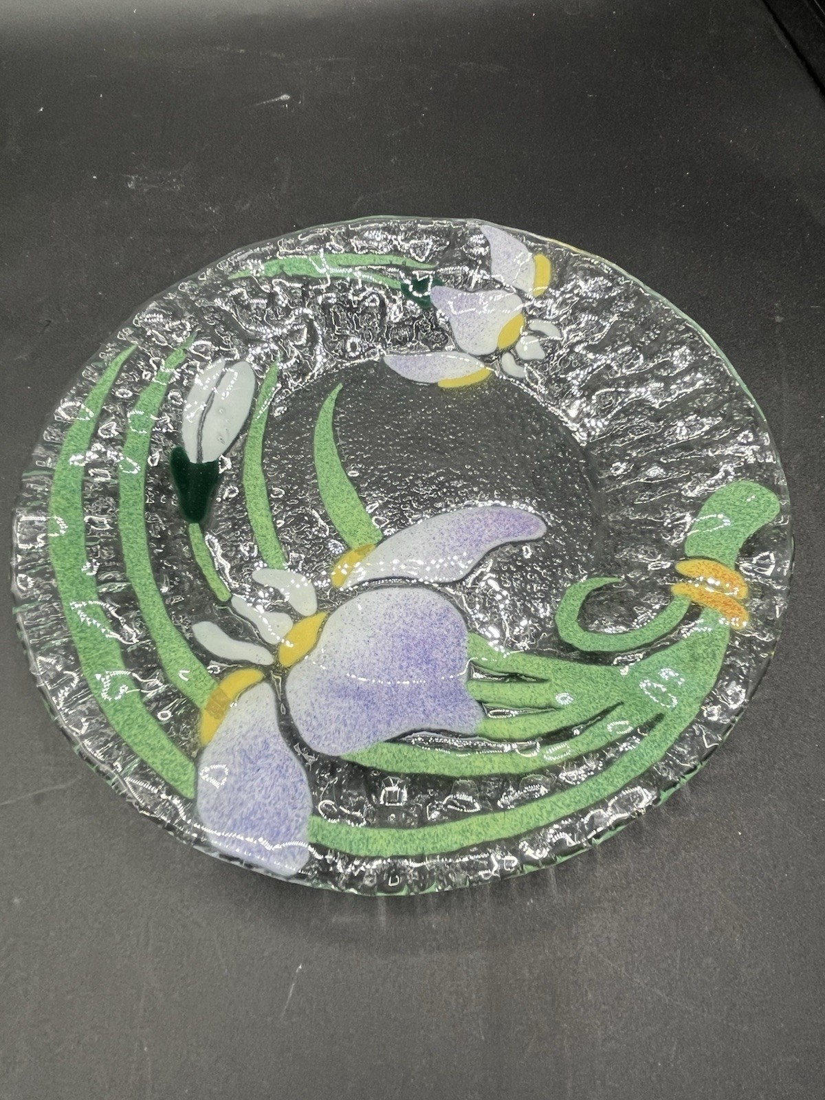 Sydenstricker Colorful Floral Crimped Fused Glass Plates Lot Of 9 Mixed Set
